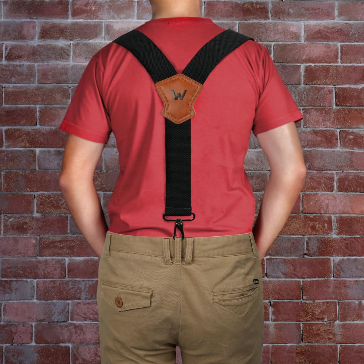 WELKINLAND Y-Back Elastic Suspenders, Heavy-Duty Mens Suspenders 2Inch, Black