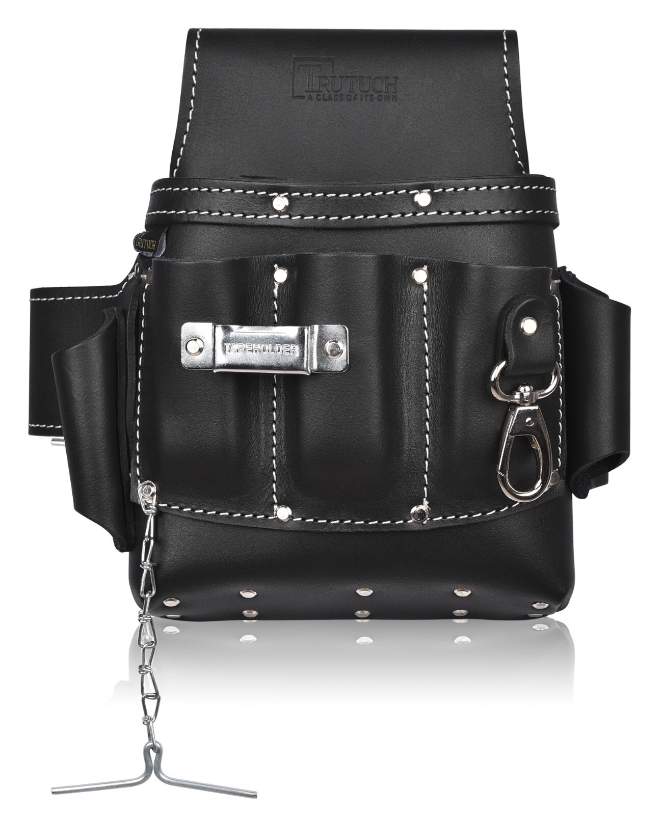 TRUTUCH Black Leather Electrician Tool Pouch with Leather Work Belt | Carpenter