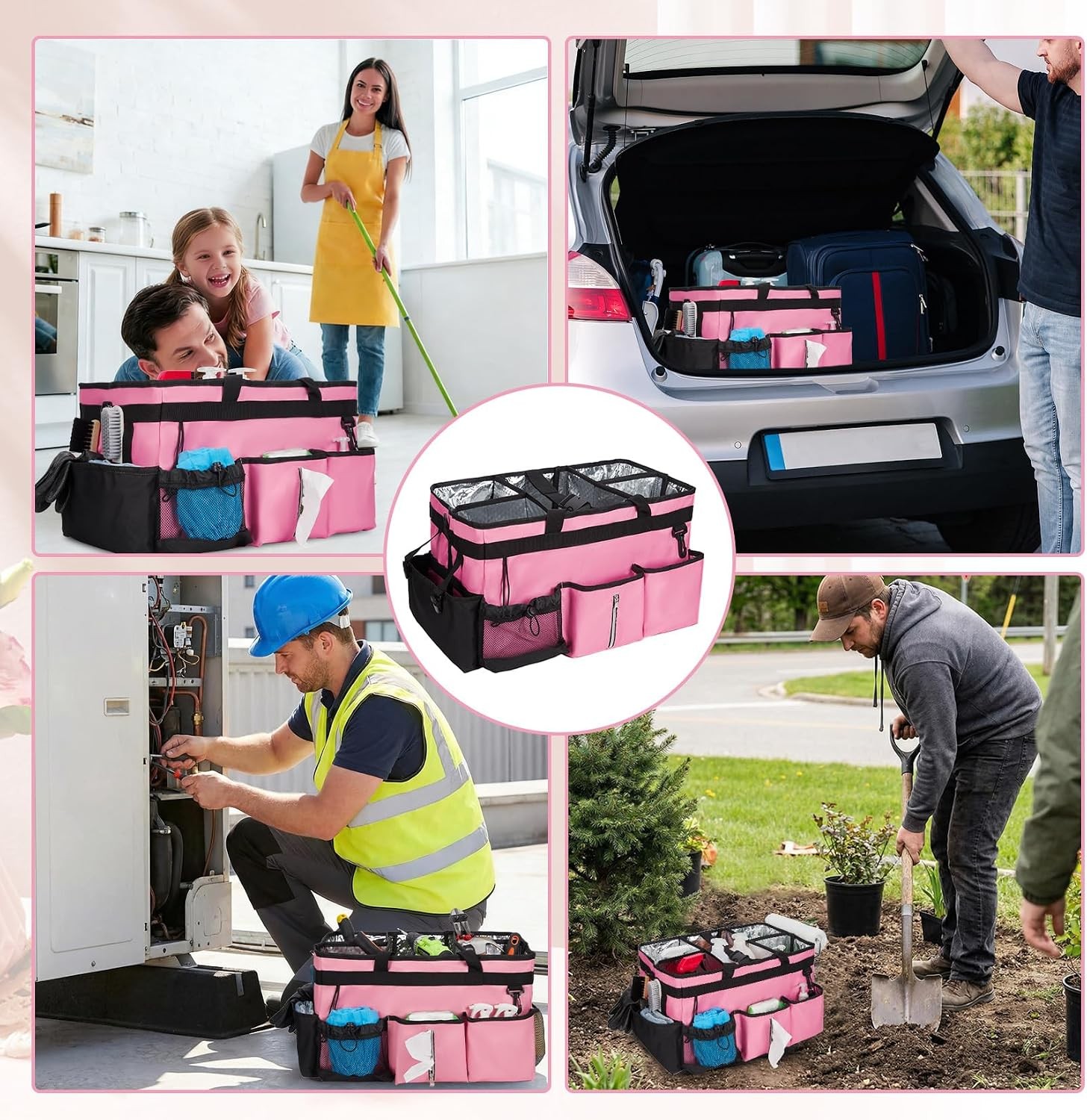 17in Tool Tote Oxford Storage Bag Padded Handle Strap for Electrician Work