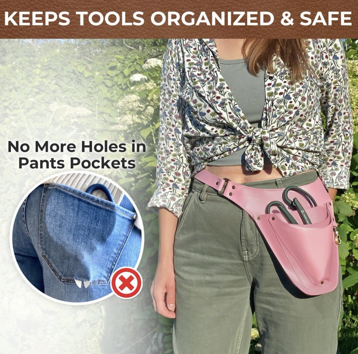 Leather Tool Belt for Florist/Gardener Tool Pouch, Tool Bag Leather Tool Pouch
