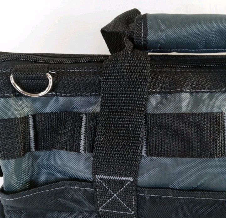 NEW Swiss Military Multi Pocket Tool Satchel Large Black & Gray 16″ Heavy Duty