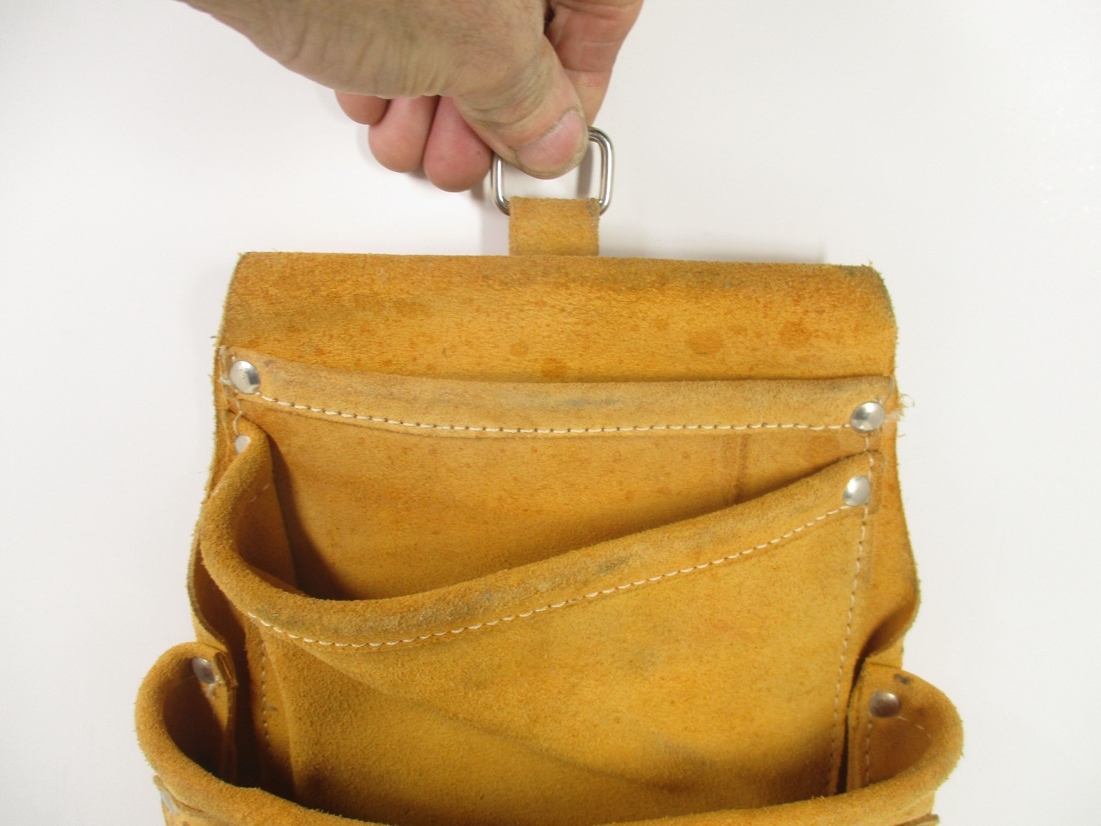 Work Center Suede Leather Carpenter’s Tool Belt 4 Tiers, 7 Pockets, 2 Hammer Loo