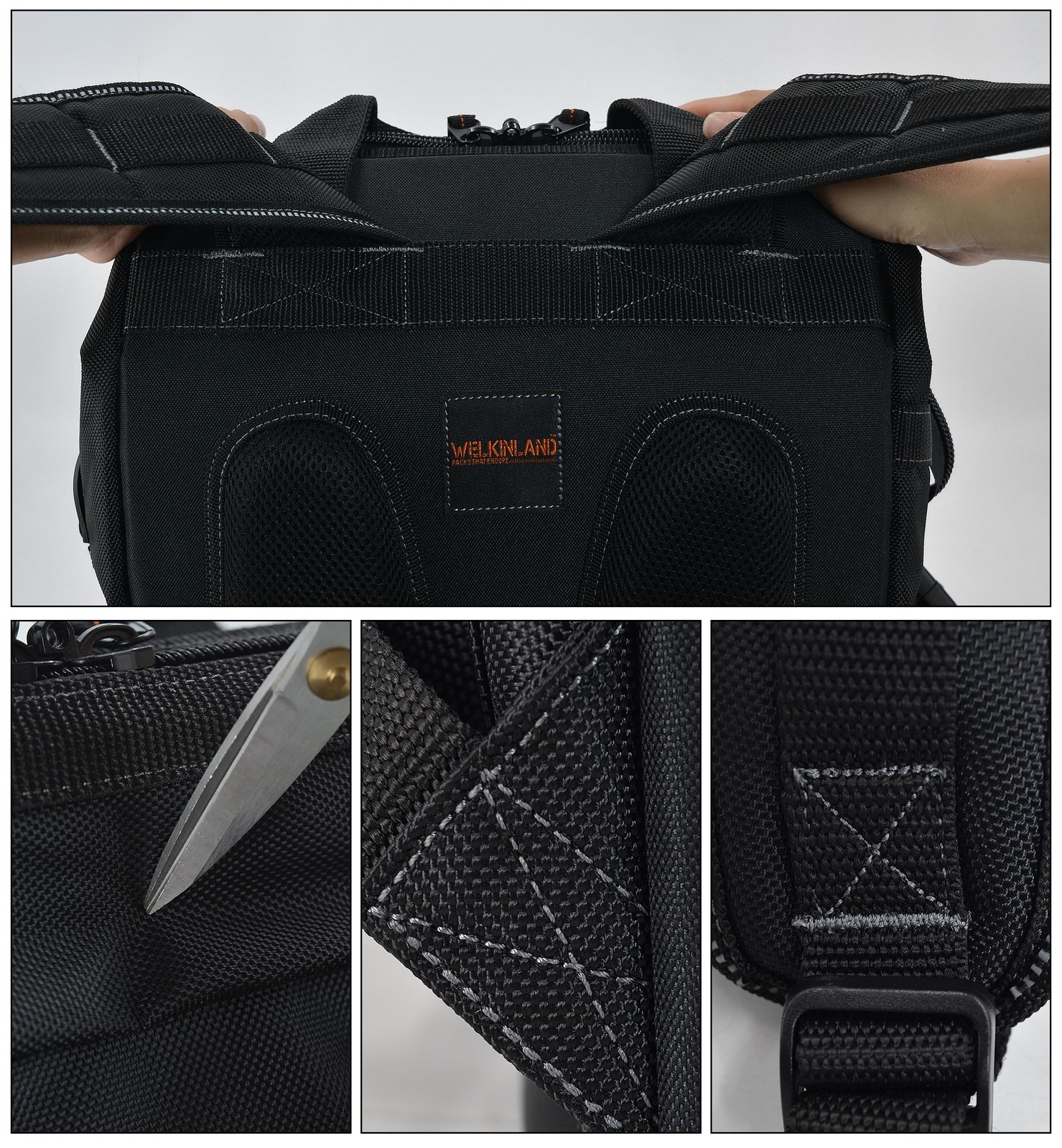 WELKINLAND 55-Pockets Tool backpack, bag Backpack Black/Orange