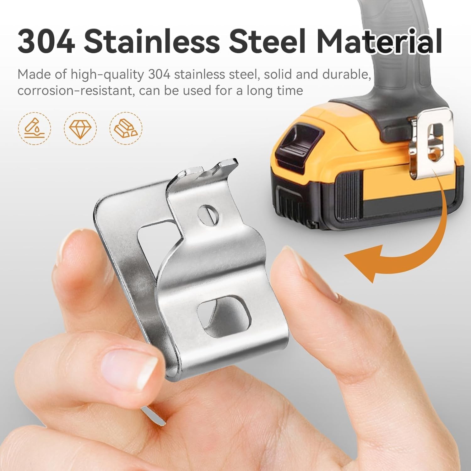 4-Pack Dewalt-Compatible 304 Stainless Steel Belt Clips for Tool Organization