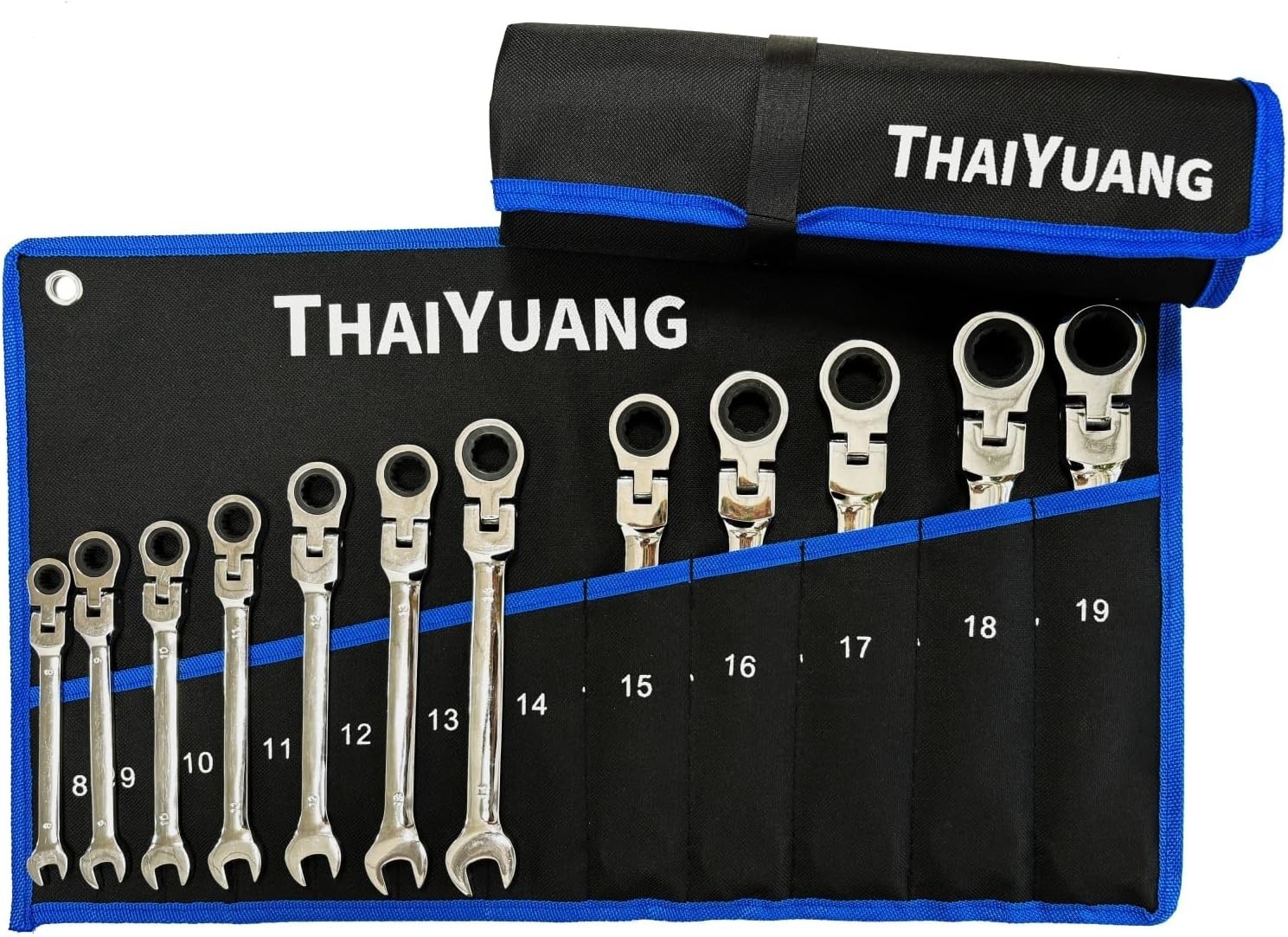 2-Pieces Wrench Roll Up Pouch, Heavy Duty Canvas Tool Wrench Organizer Bag 14…