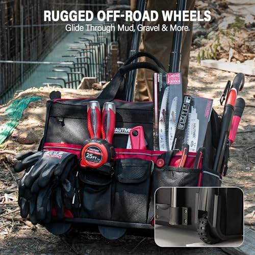 18″ Black Heavy-Duty Water-Resistant Tool Bag with Wheels – 18″ Rolling Tool Bag