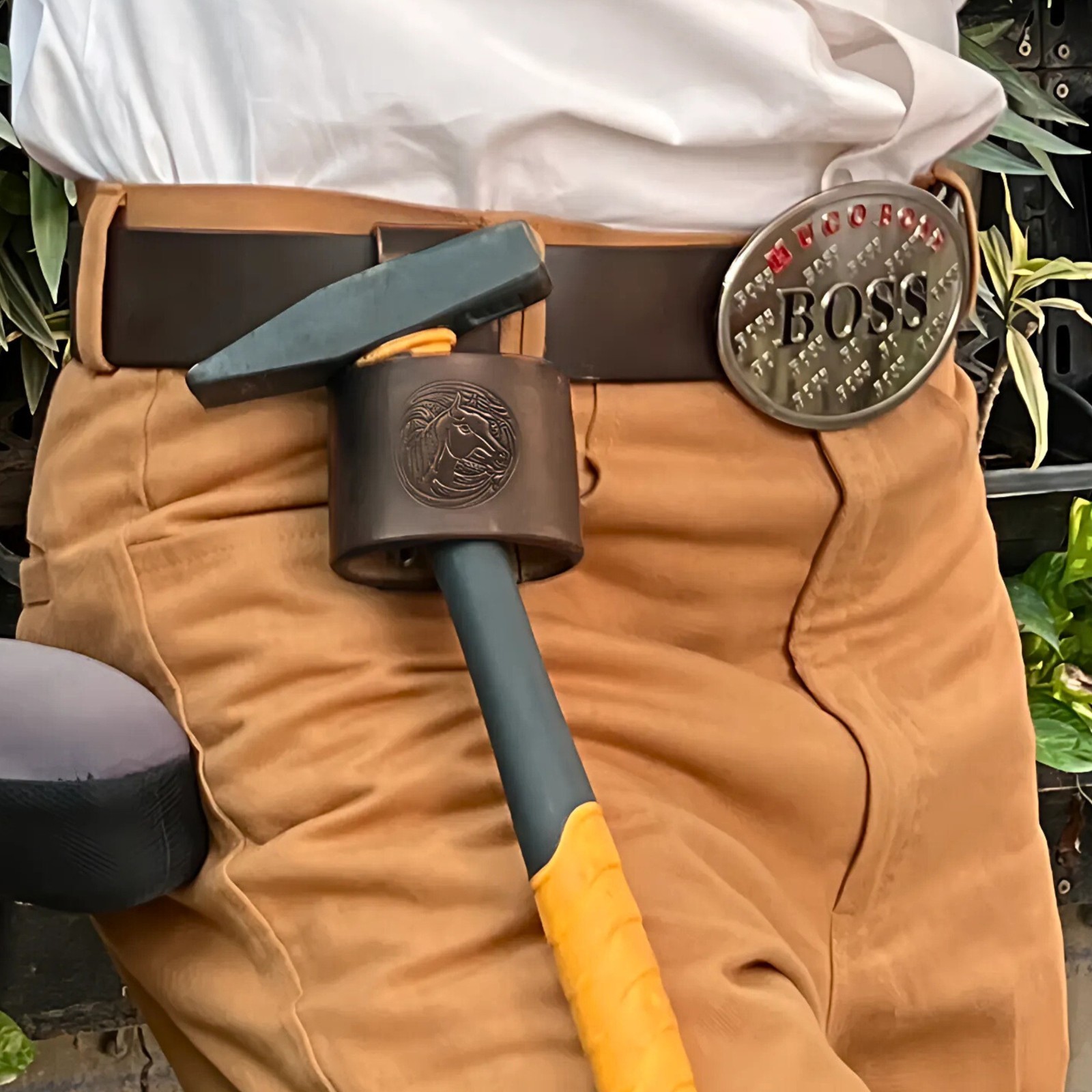 N! Axe Carrier with Belt Loop Thick Leather Cover for Hunting Camping and Hiking