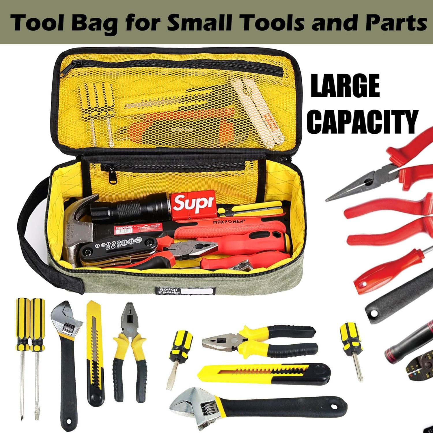 Rough Enough EDC Tool Bag Organizer with Handle – Portable Pouch