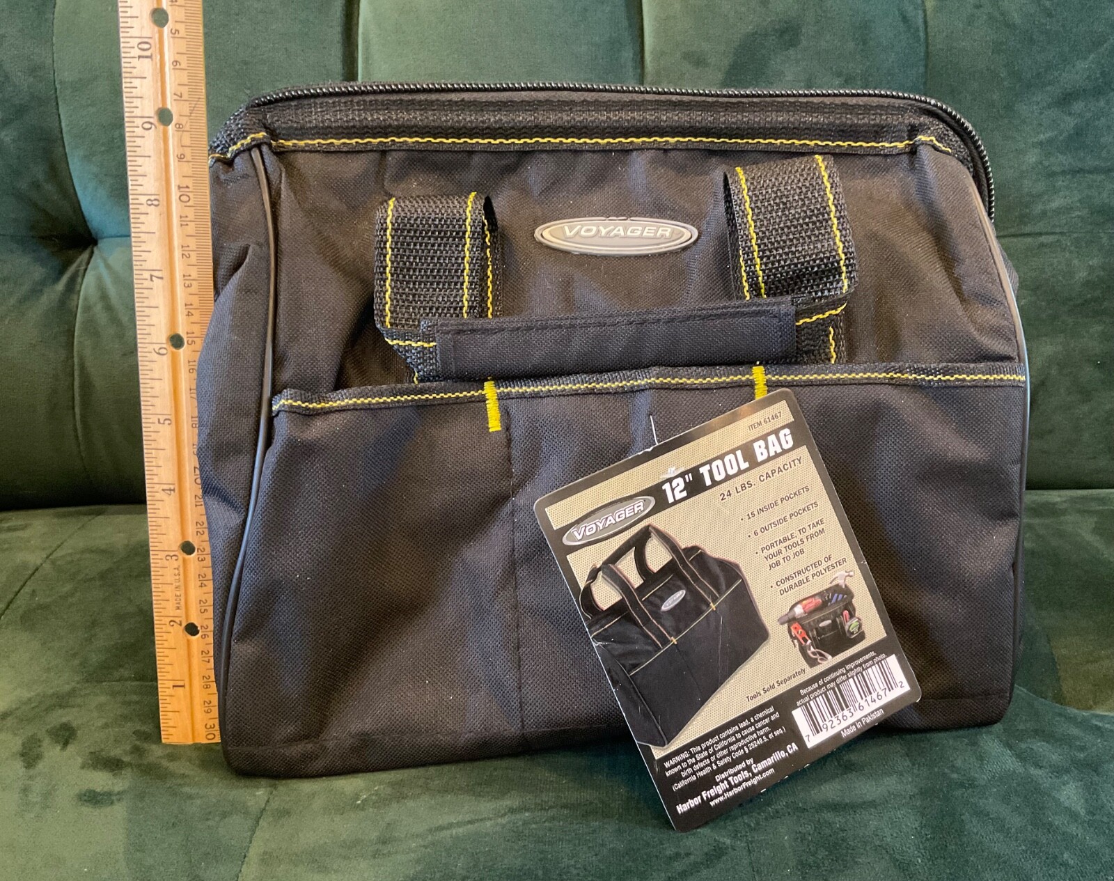 Voyager 12” Tool Bag 21 Pockets Portable Black Polyester Zipper New NOS NWT