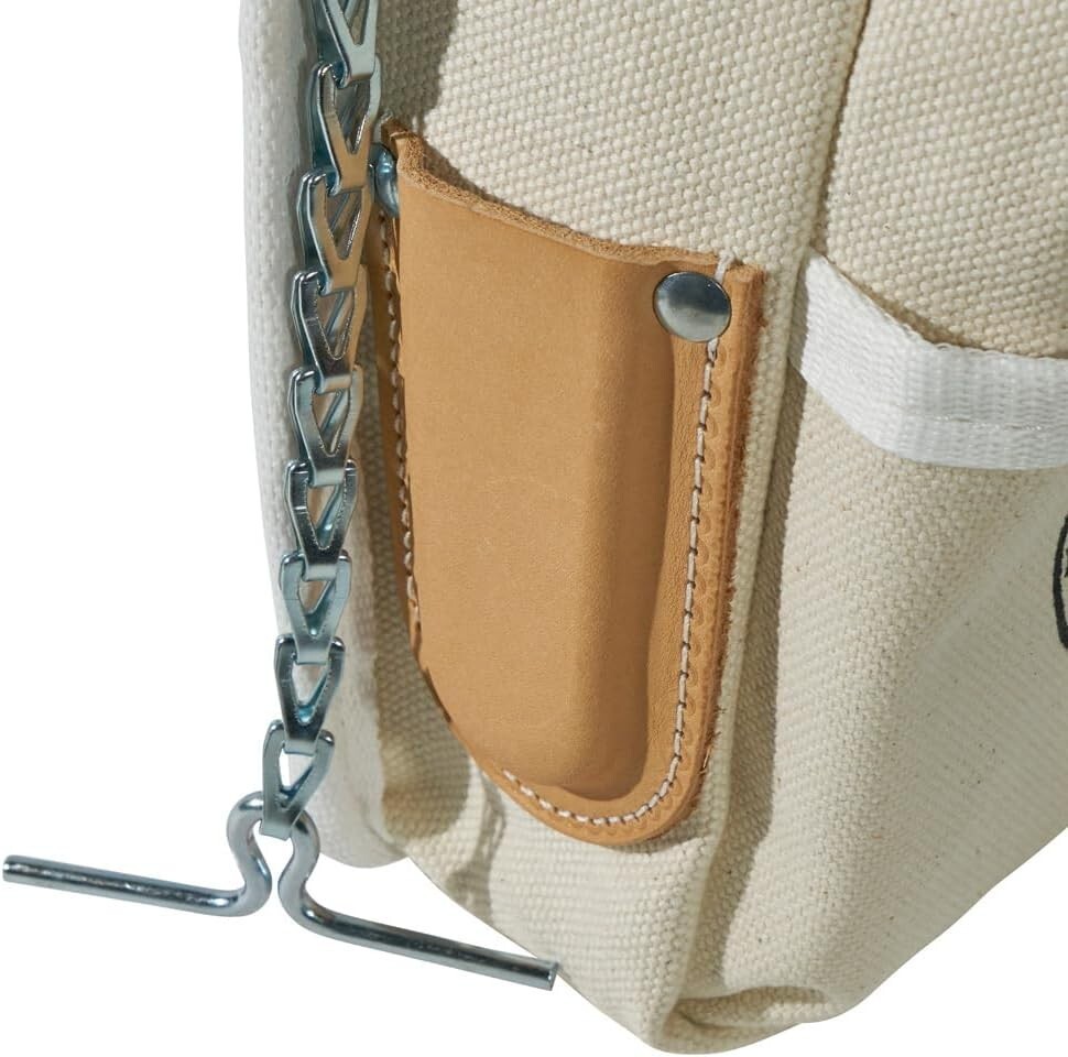 Unisex Beige 5-Pocket Canvas & Leather Tool Pouch – Perfect for Any DIY Project