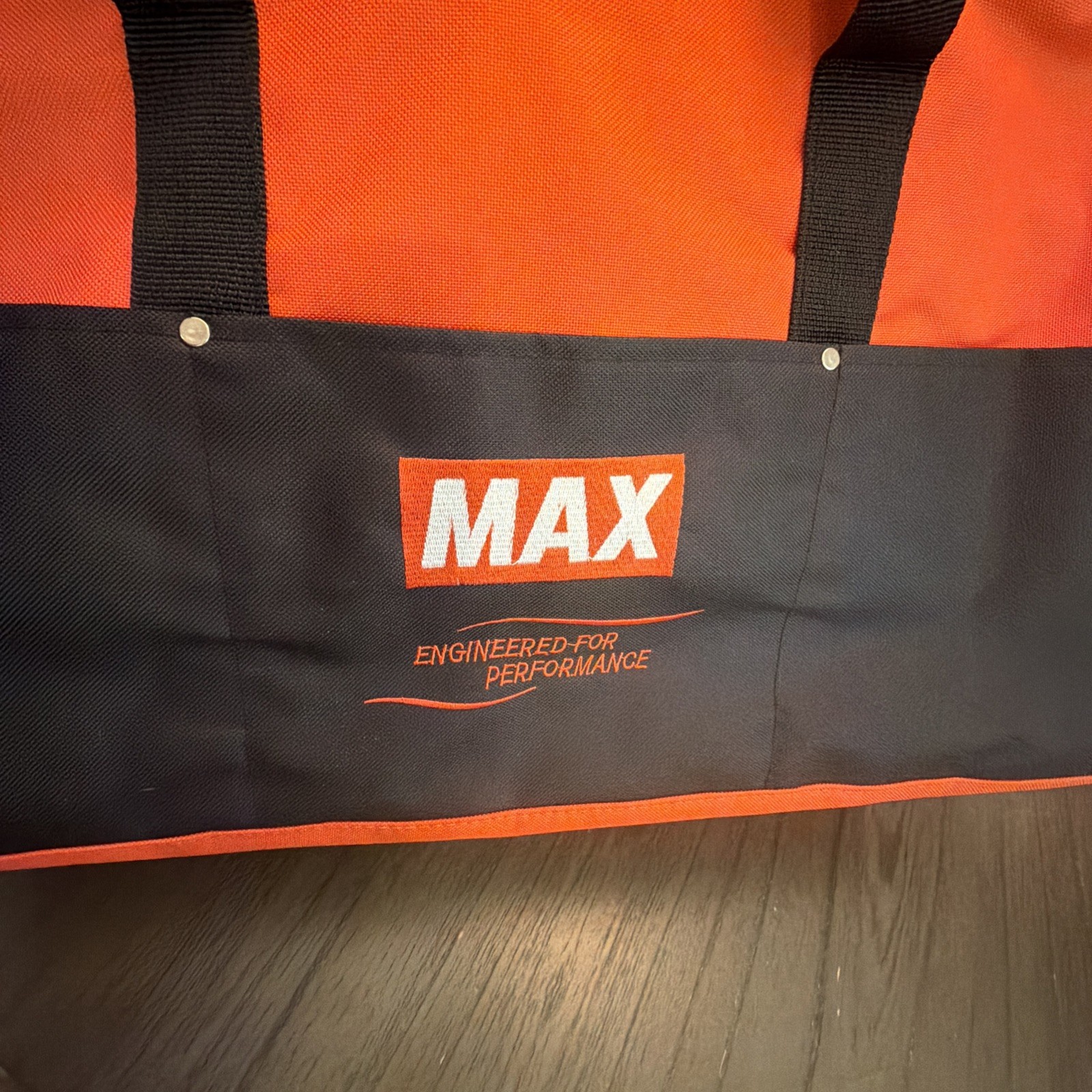 MAX Built For Performance Large Tool Duffel Bag 23.5 x 13.5 x 9” Orange Black