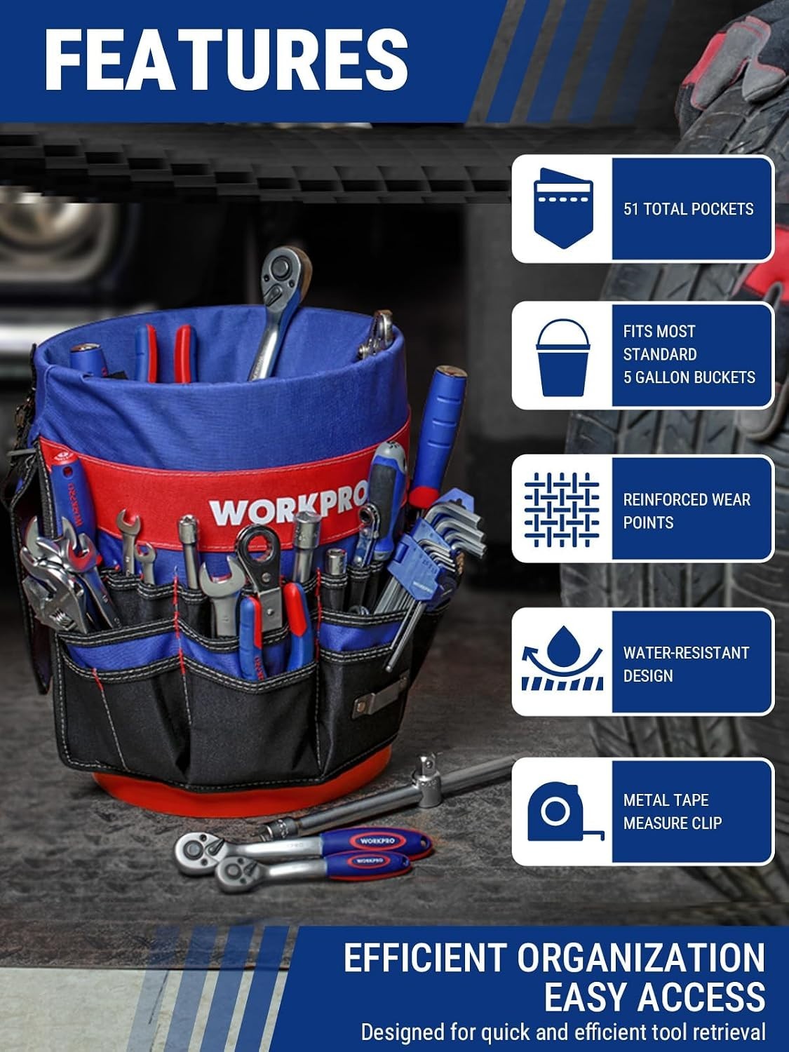 Waterproof Tool Bag 600D Polyester 33lb Capacity