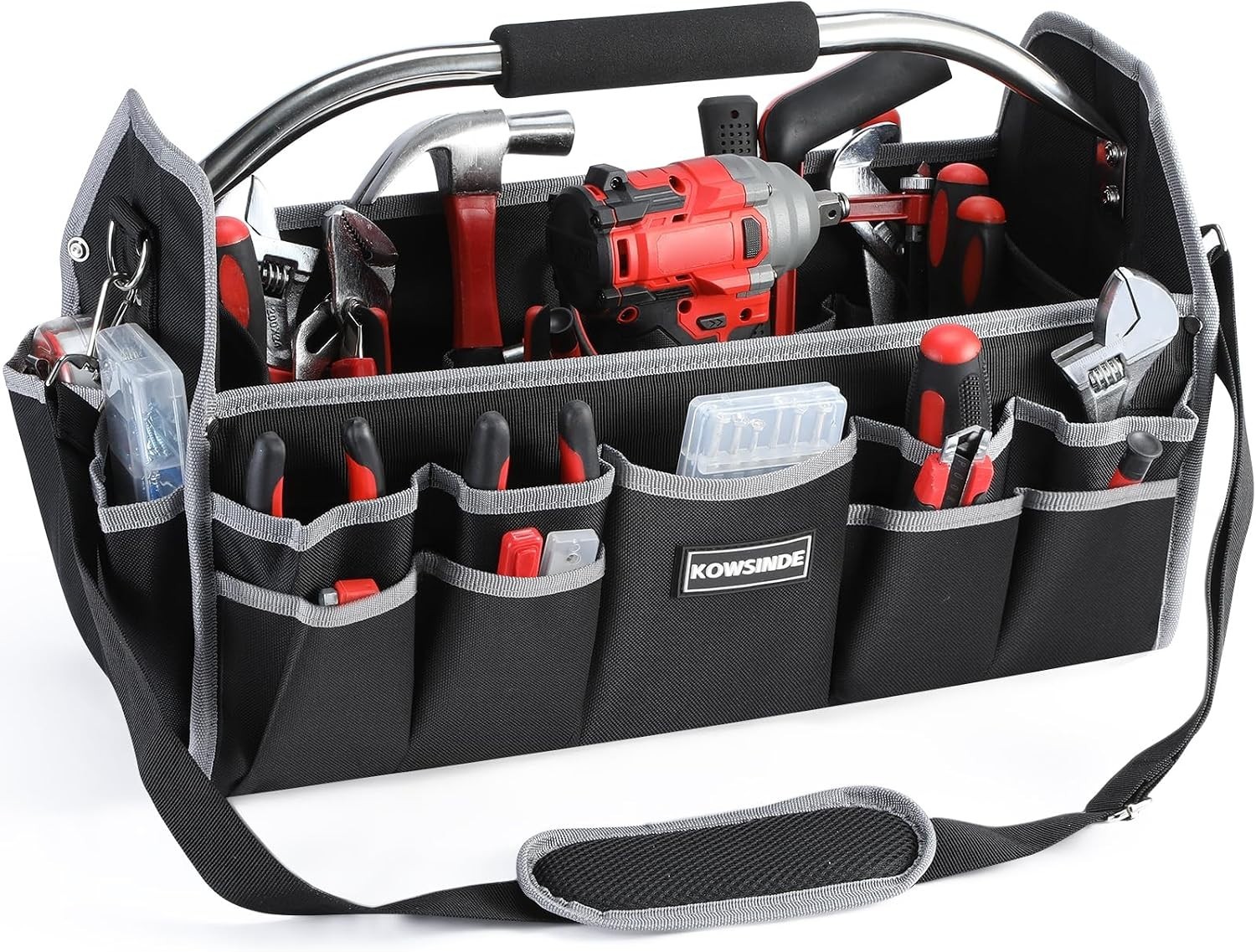 18 Inch Tool Bag, Electrician Tool Bag, Open Top Tool Bags, 26 Pockets Can Ho…