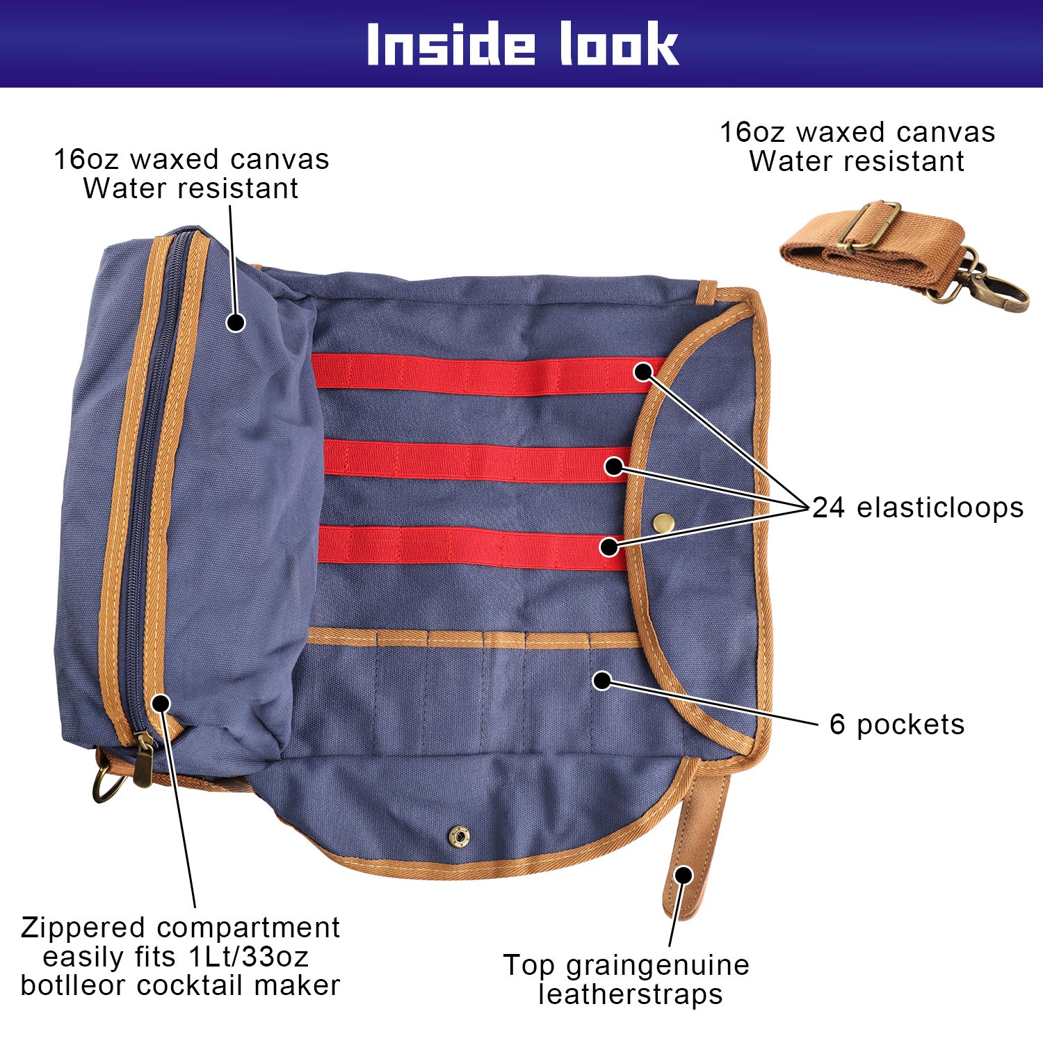 Portable Bar Tool Organizer Bag – Travel-Friendly with Compartments for Wine