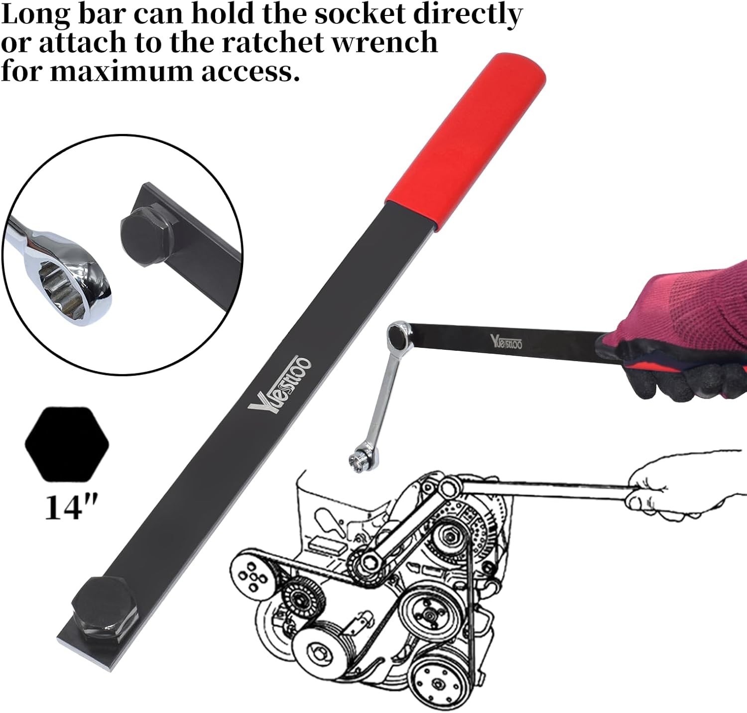 Universal Ratcheting Belt Tool Set: 15-Piece Automotive Repair with Chrome Steel