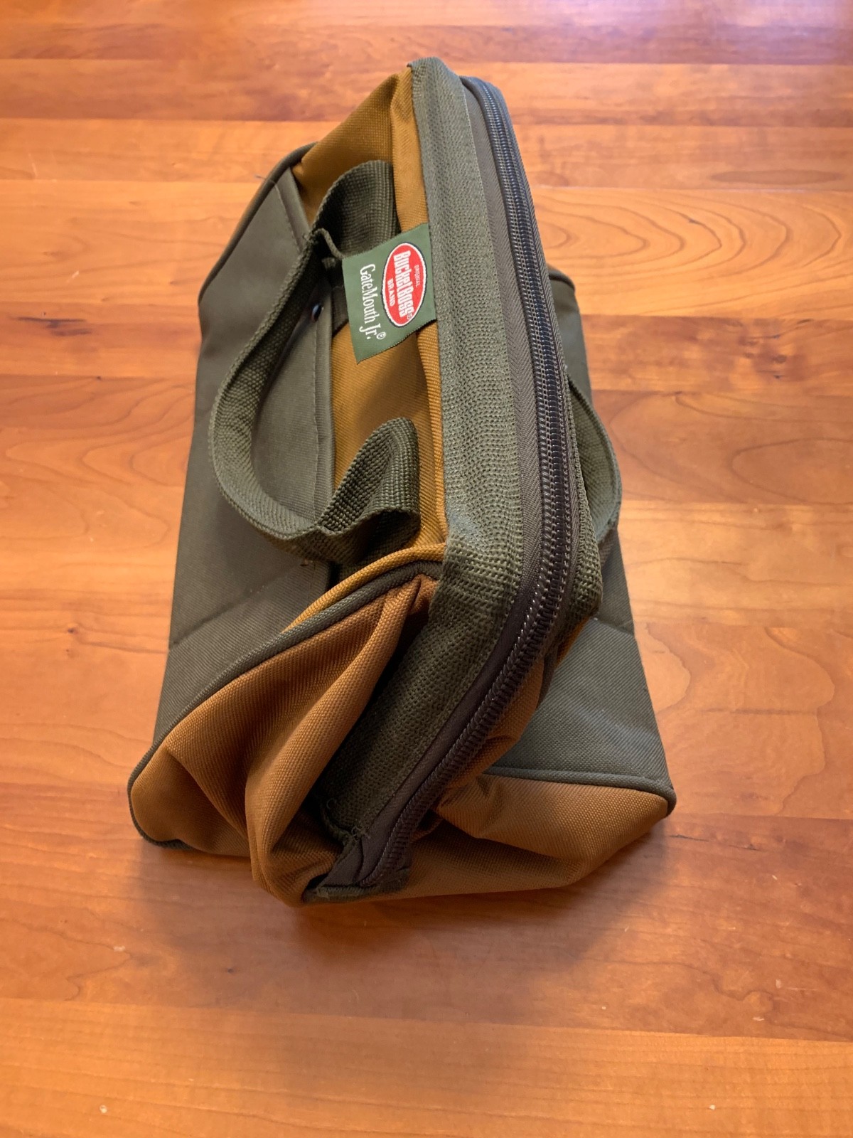Bucket Boss Gate Mouth Jr. 13″ Brown & Green Canvas Zippered Tool Bag / Tote