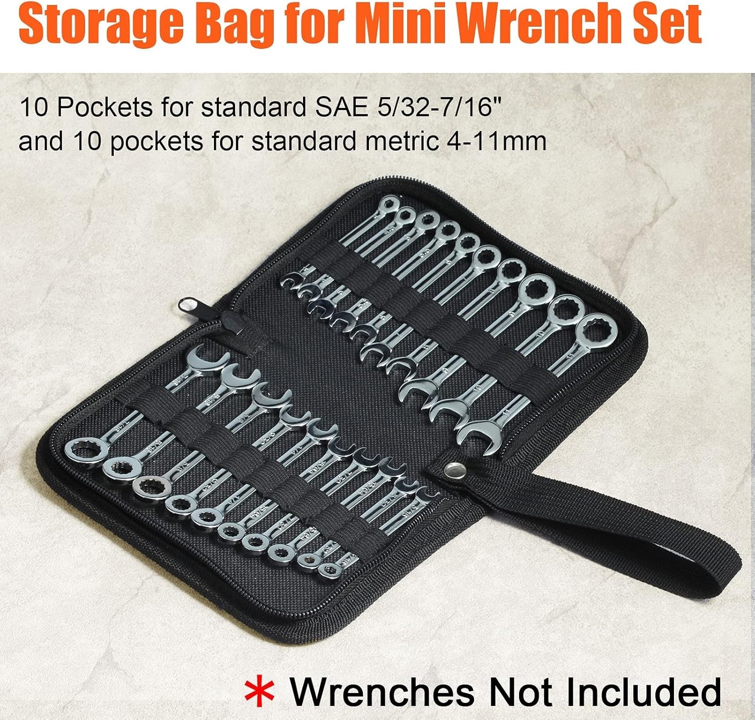 Compact 20-Pocket Wrench Organizer Bag – Durable Oxford Fabric, Handy Tote