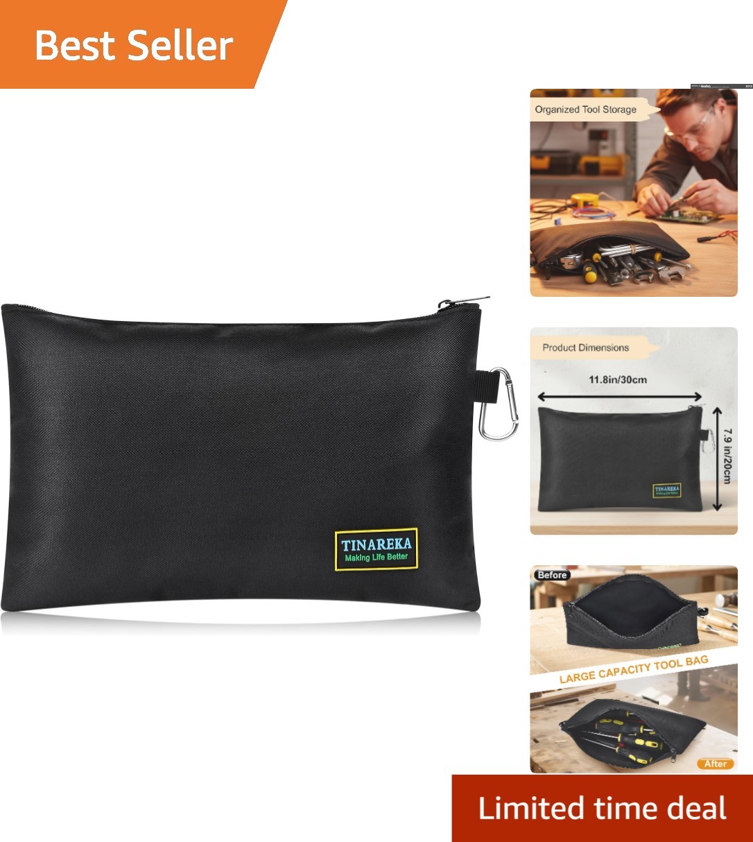 Durable Canvas Tool Organizer Pouch – Compact 11.8 x 7.9 Inch for Professionals