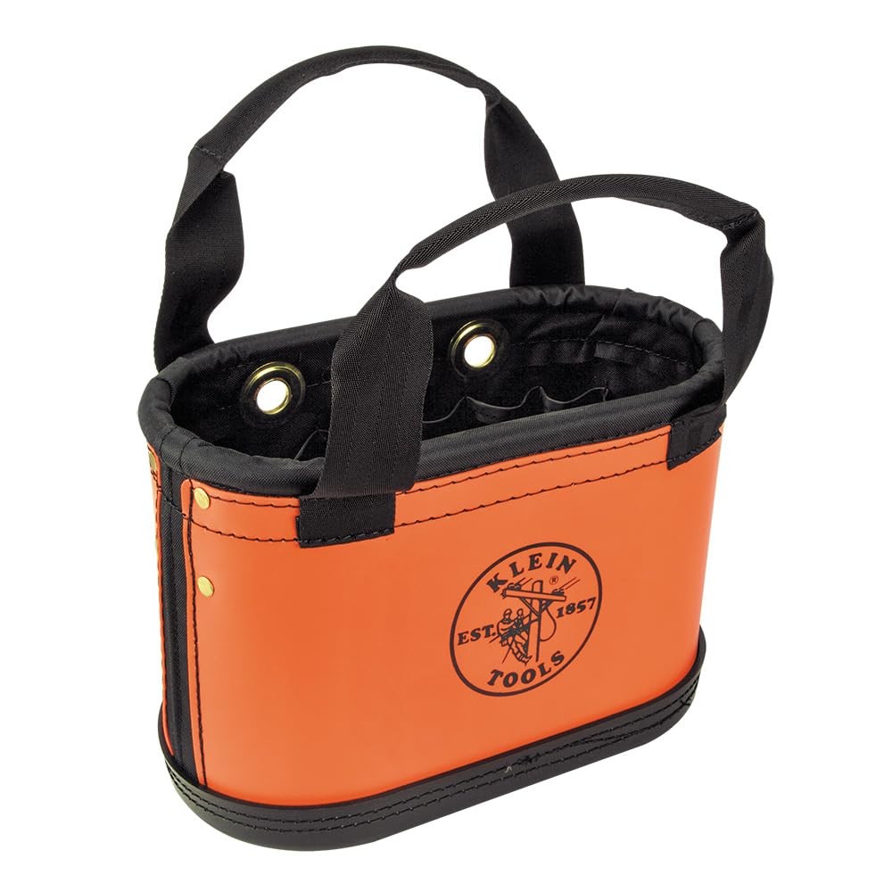Klein Tools Hard Body Oval Bucket With Knife Sheath 14 Pockets Orange Black