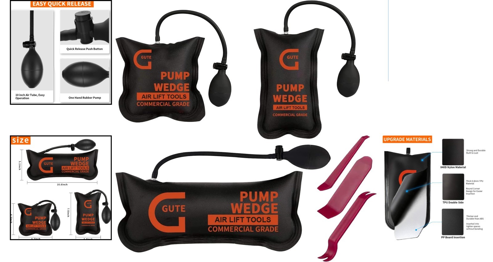 3 Pack Commercial Air Wedge Bags – Inflatable Leveling Tool with 330 LB Capacity