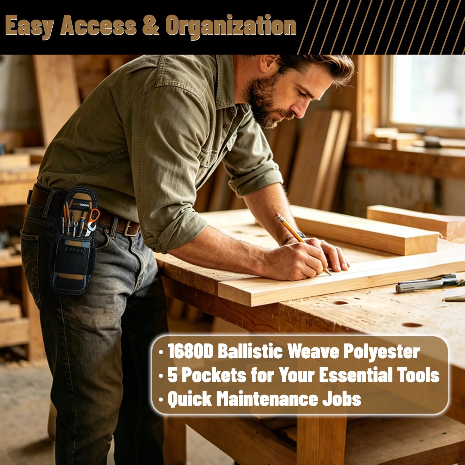 Construction Tool Holder Small Electrician’s Tool Pouch For Tool Belt