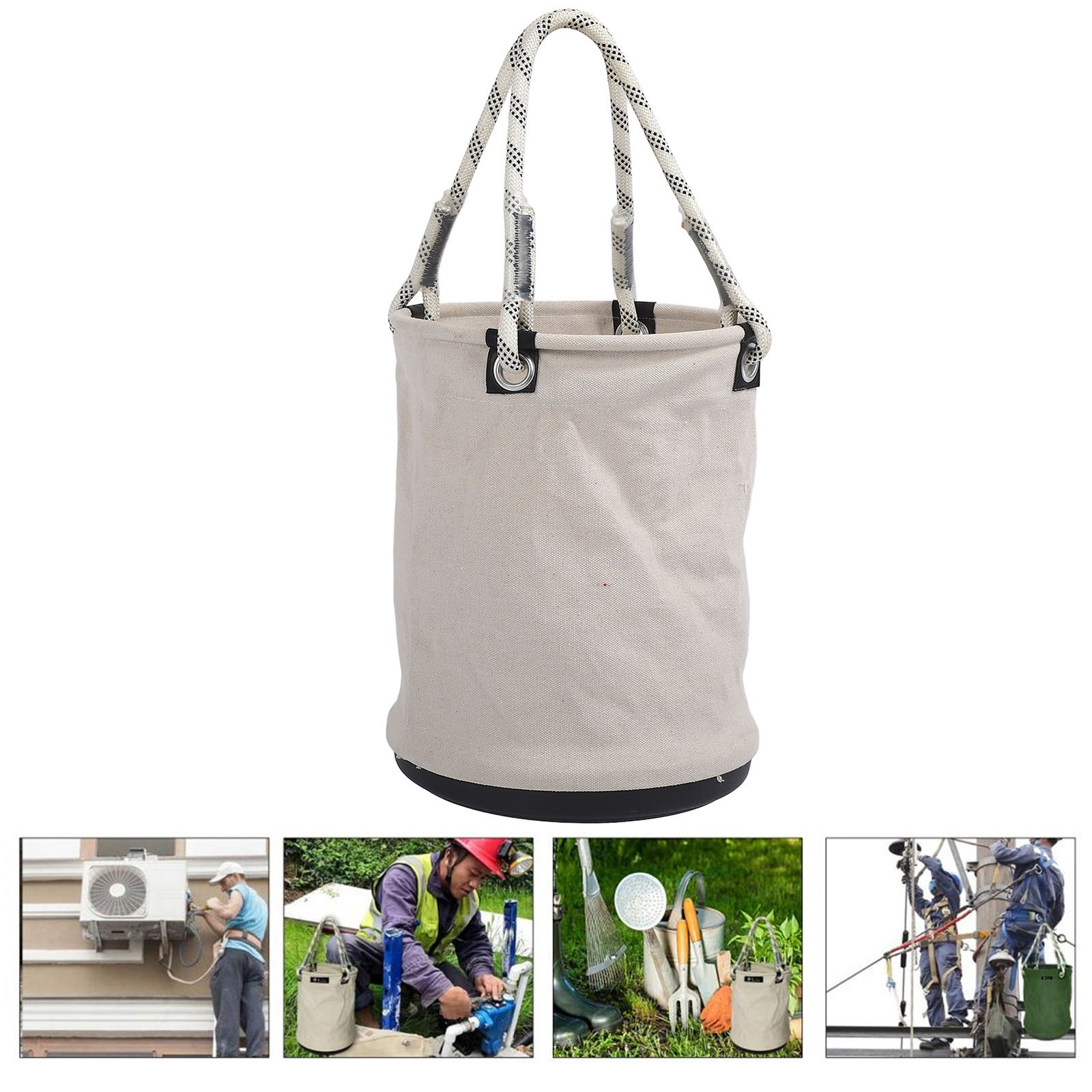 Canvas Bucket 40x30cm 30KG Load Bearing Plastic Bottom Nails Bolts Tool