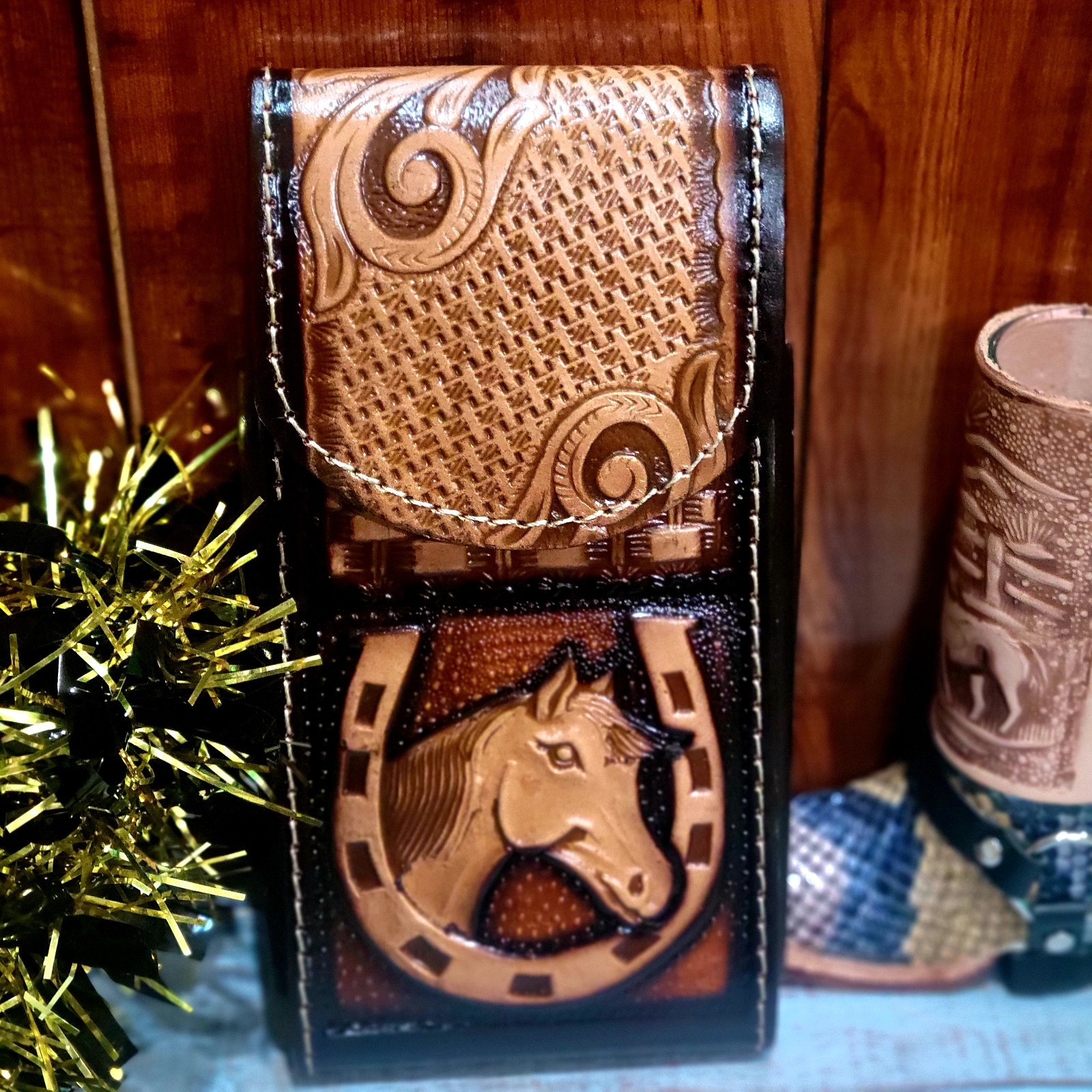 Horse Western Leather Phone Holstor LARGE 7×3.75 » Handcrafted in Mexico