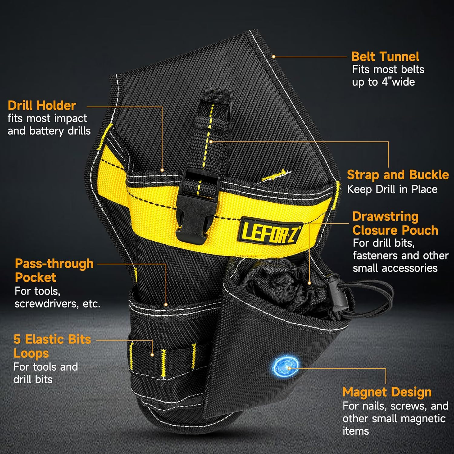3-in-1 Magnetic Tool Belt with Padded Holster for Pros and DIYers