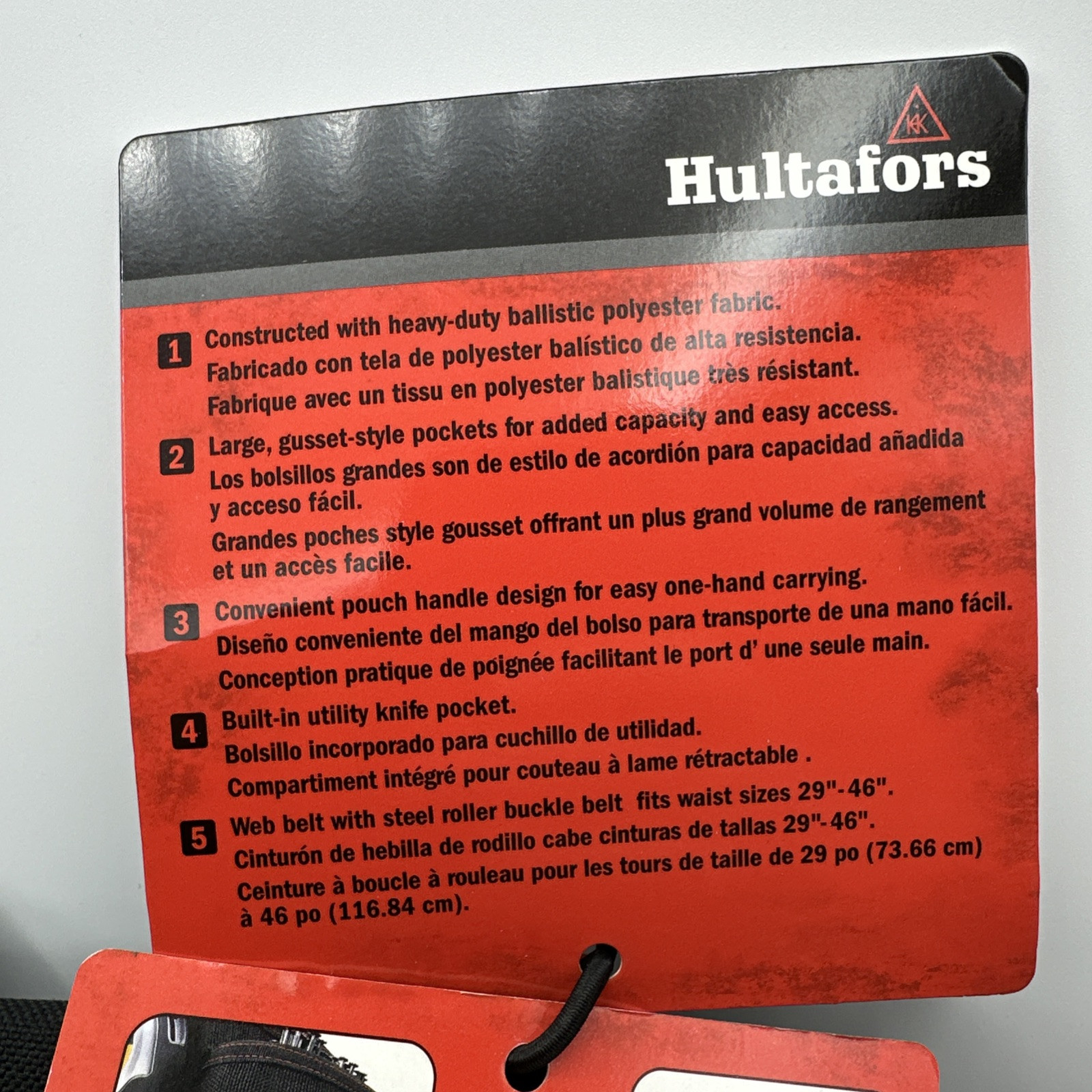 CLC Hultafors Work Gear Ballistic Polyester Tool and Nail Bag W/ Belt Black Red