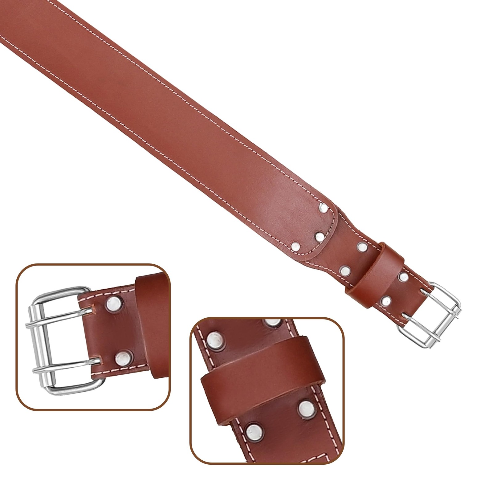 Leather tool belt for men grain leather work belts | 3 inch carpenter constar…