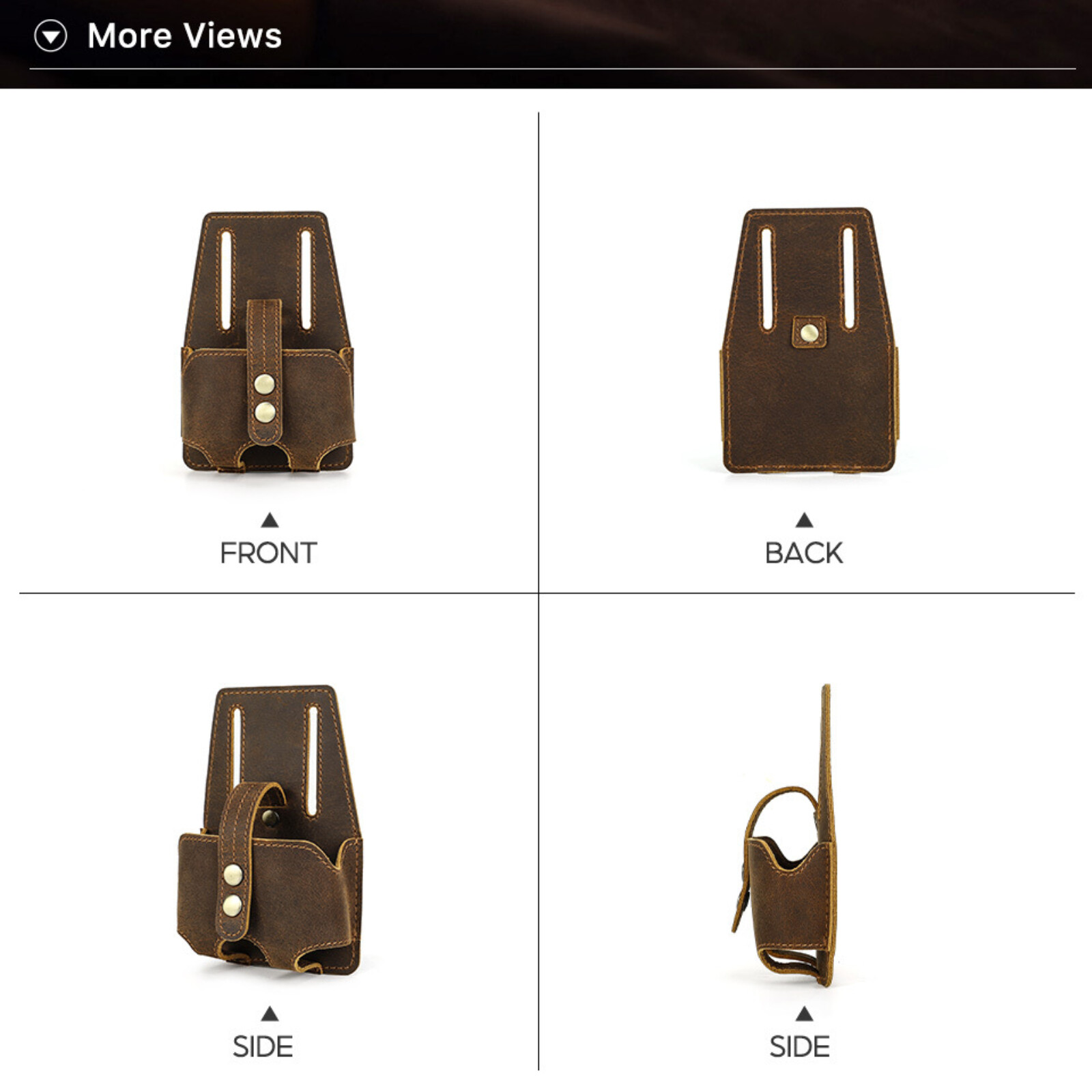 Leather Tape Measure Holder 5m Belt Pouch Tool Organizer for Construction DIY