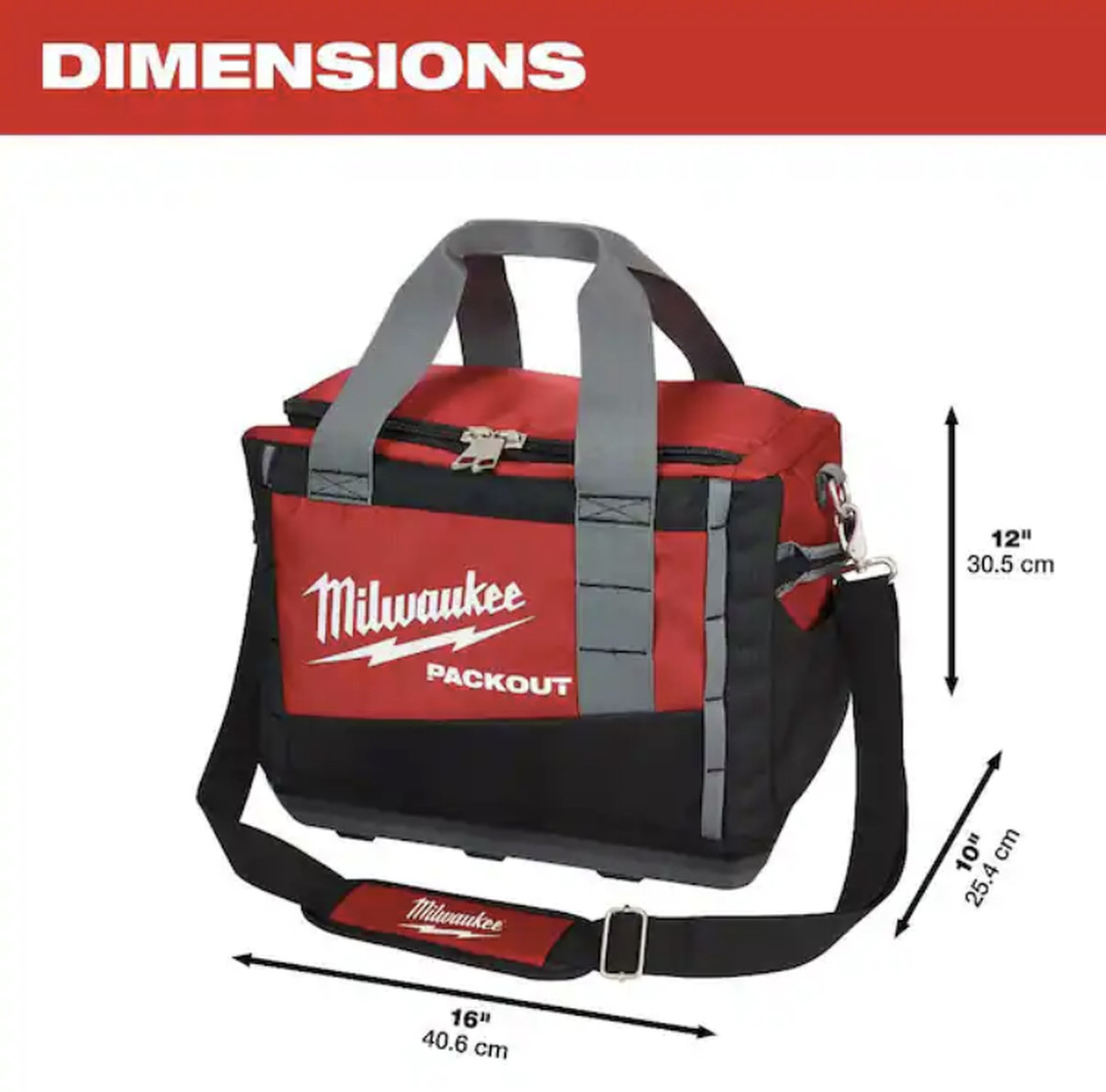 Milwaukee PACKOUT 15 in Tool Bag Tote Red Black 1680D Ballistic