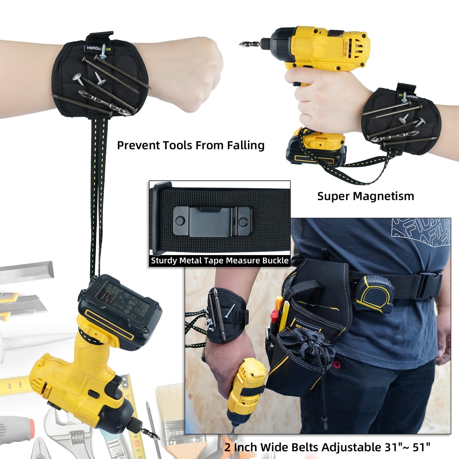 MELOTOUGH Impact Holster 3-in-1 Drill Holster Combo with Magnetic Wristband,T…