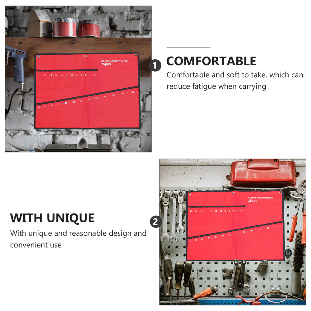 Sae and Metric Wrench Organizer Pouch Wrap Roll Repair Tool Bag
