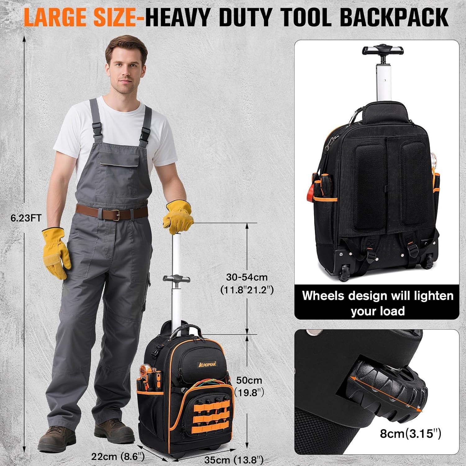 Heavy-Duty Rolling Tool Bag with 47 Pockets – Ideal for Electricians & Mechanics