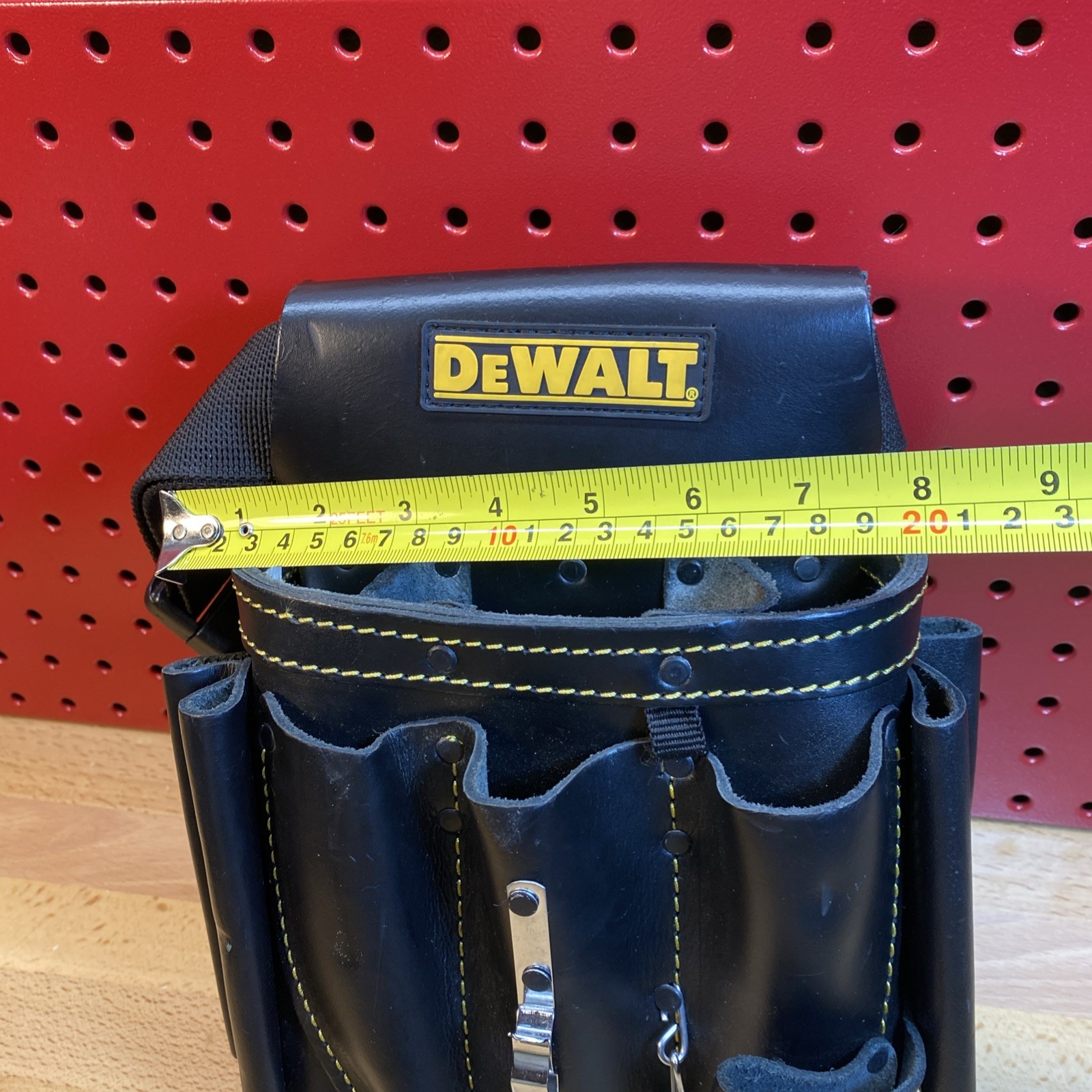 DEWALT Leather Tool Belt 10 Pouch Organizer Tool Holder Black Bag EUC FREE SHIP