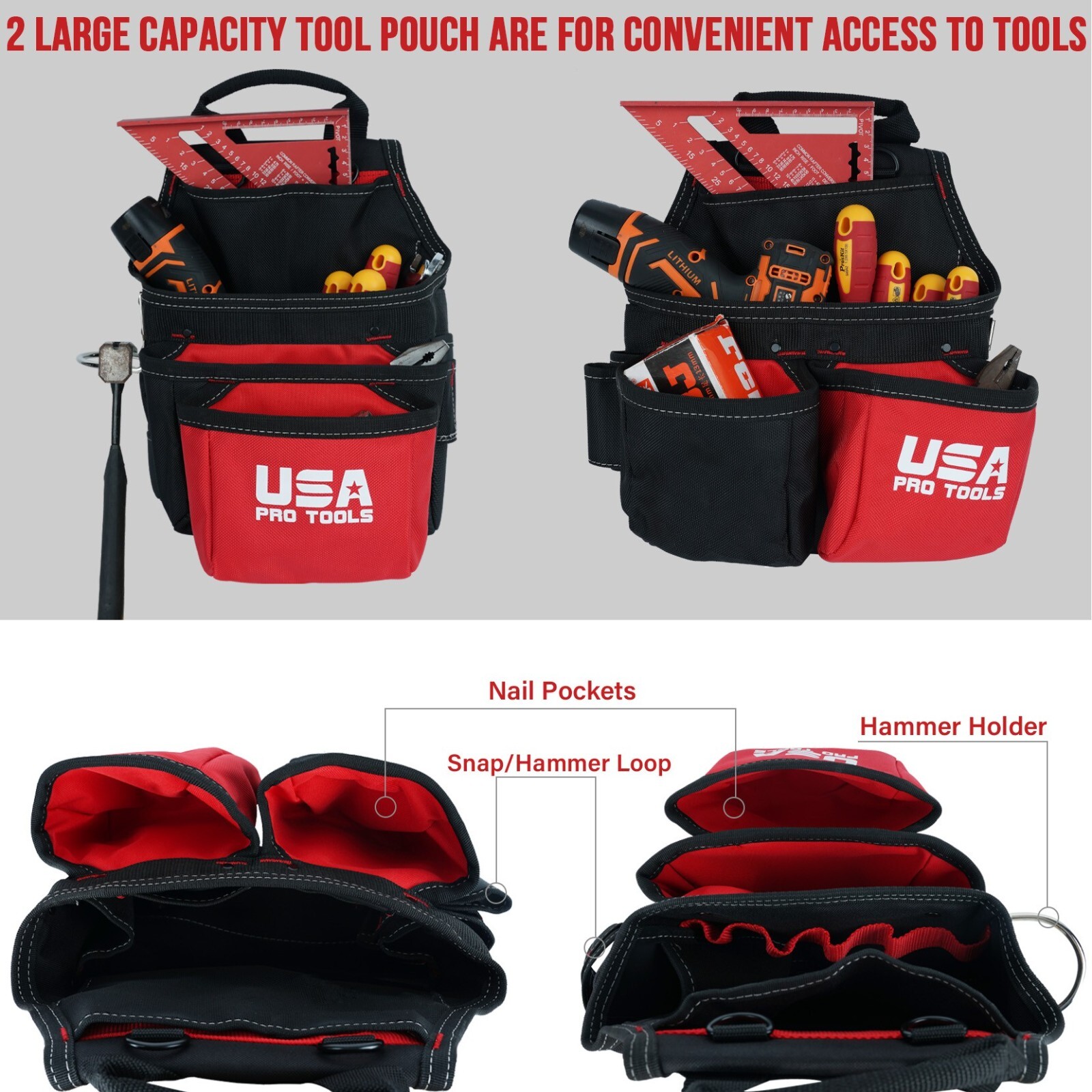 Professional Contractor Tool Rig Gear Organizer Pouch W/ Suspenders Belt H Duty.