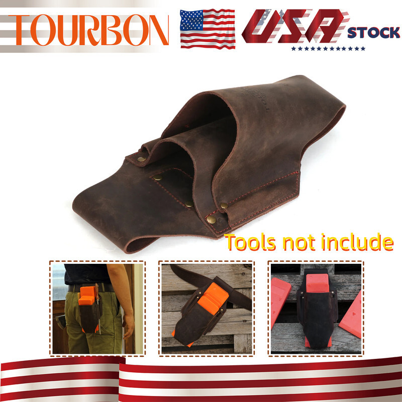 TOURBON Leather Tool Carrier Belt Pouch Felling Bucking Wedge Holster File Case
