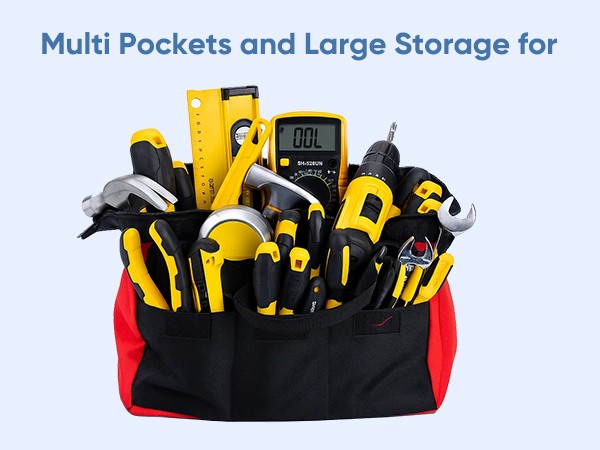 Steelite 13in Heavy Duty Contractor Tool Bag with Double-Sided Pockets & Strap