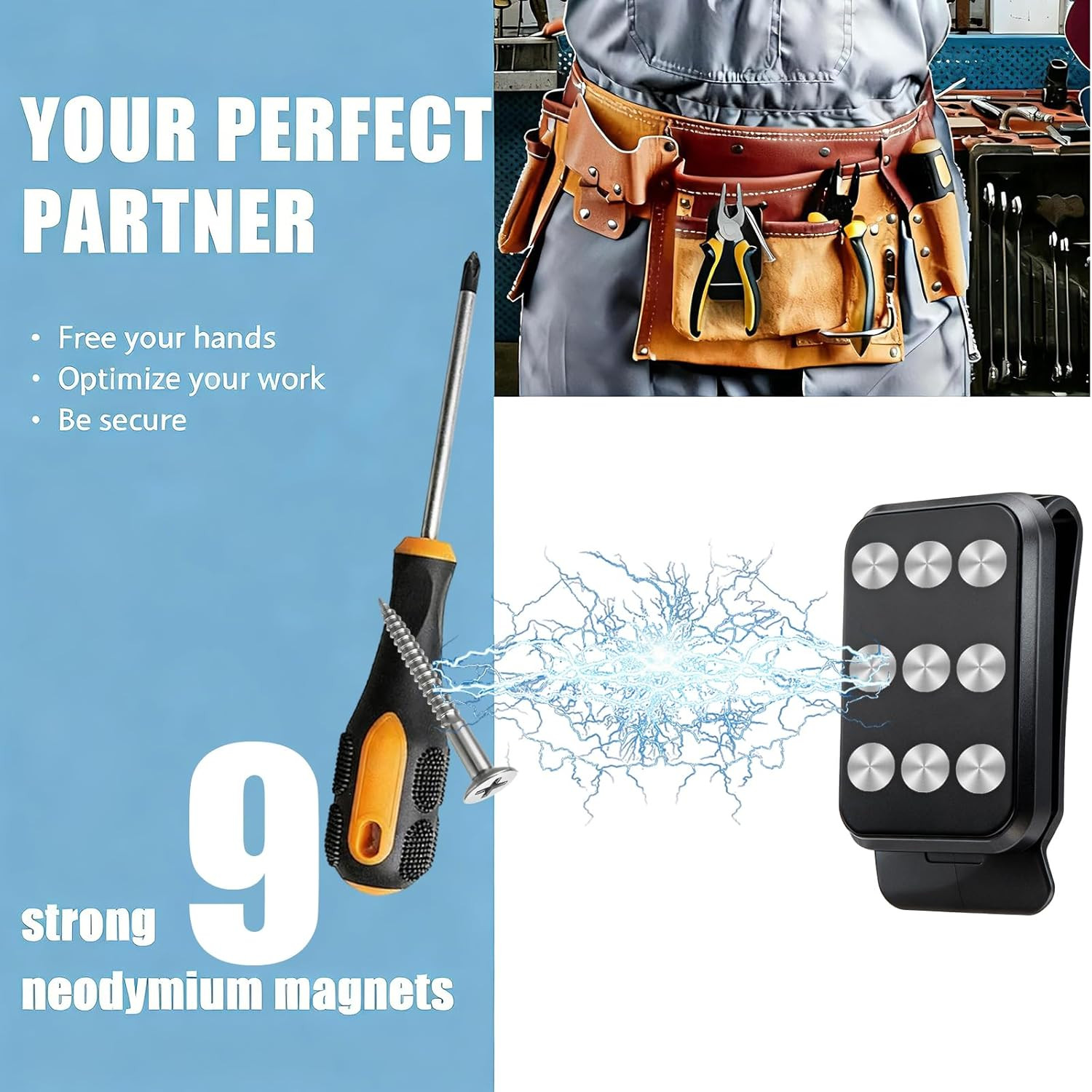 Magnetic Tool Holder Super Strong Tool Holster, Magnet Belt Clip Neodymium