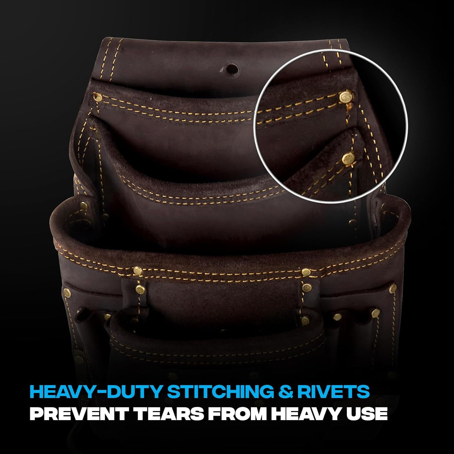 Premium Oil-Tanned Leather Carpenter Tool Belt with Padded Suspenders