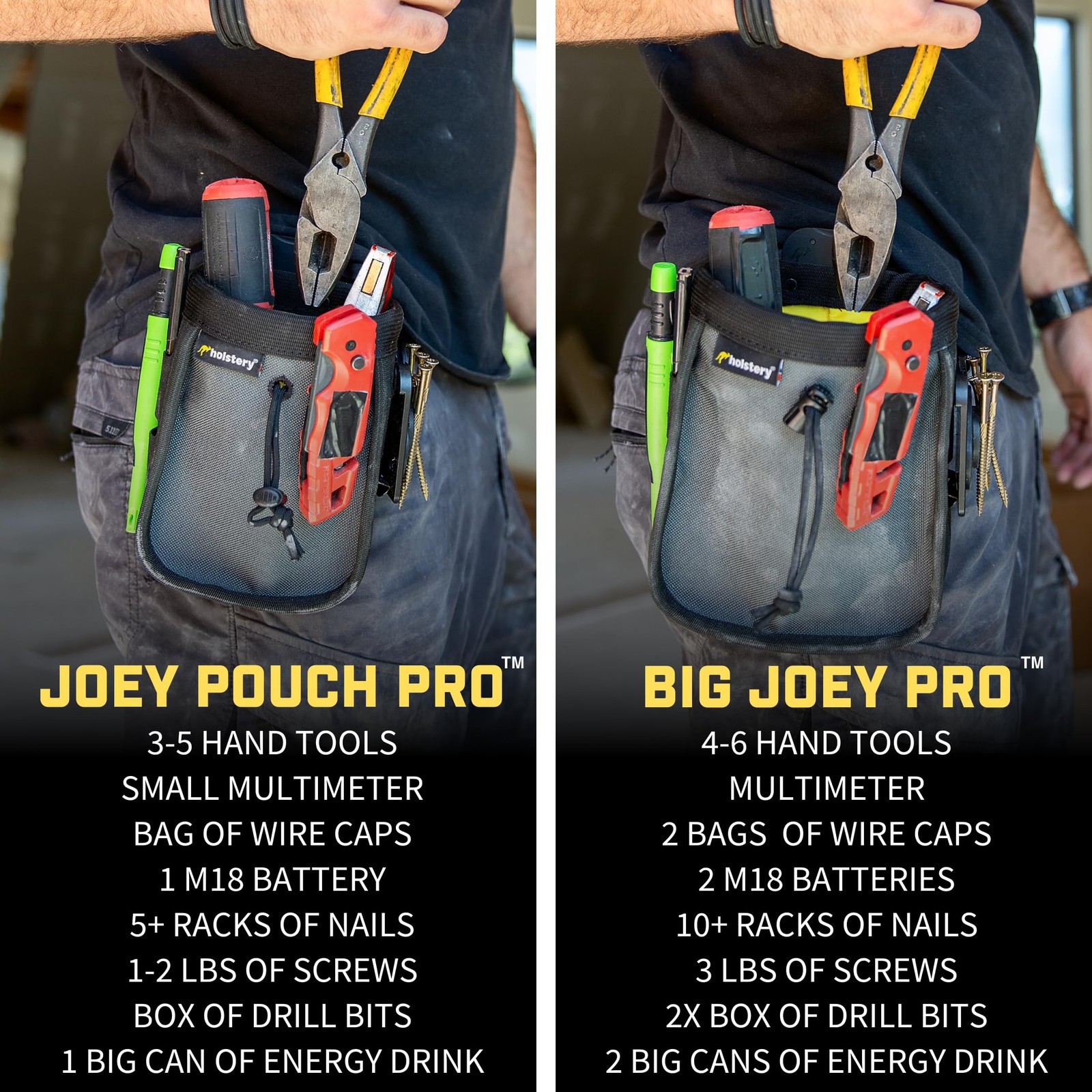 Big Joey Pouch PRO | Clip-On Tool Belt Bag for Tools, Screws, and Nails – Gre…