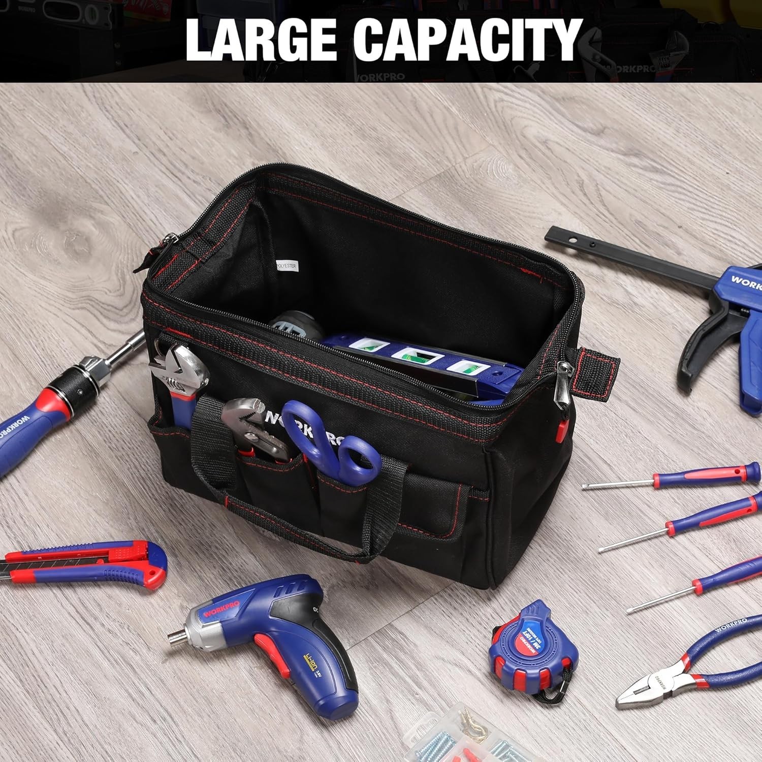12-Inch Tool Bag – Water-Repellent, 7 Pockets & Comfort Carry Handle
