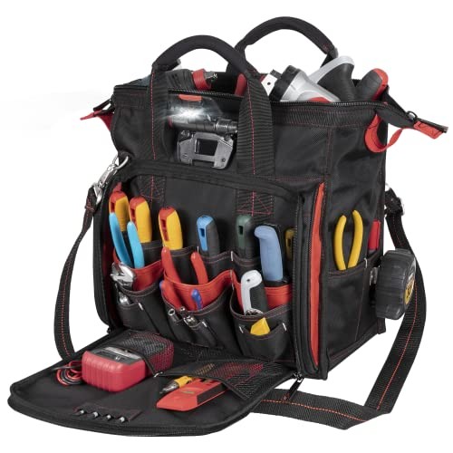 Work Gear HTL573 Lighted Technician’s Tool Bag, 55 Pockets, Heavy Duty