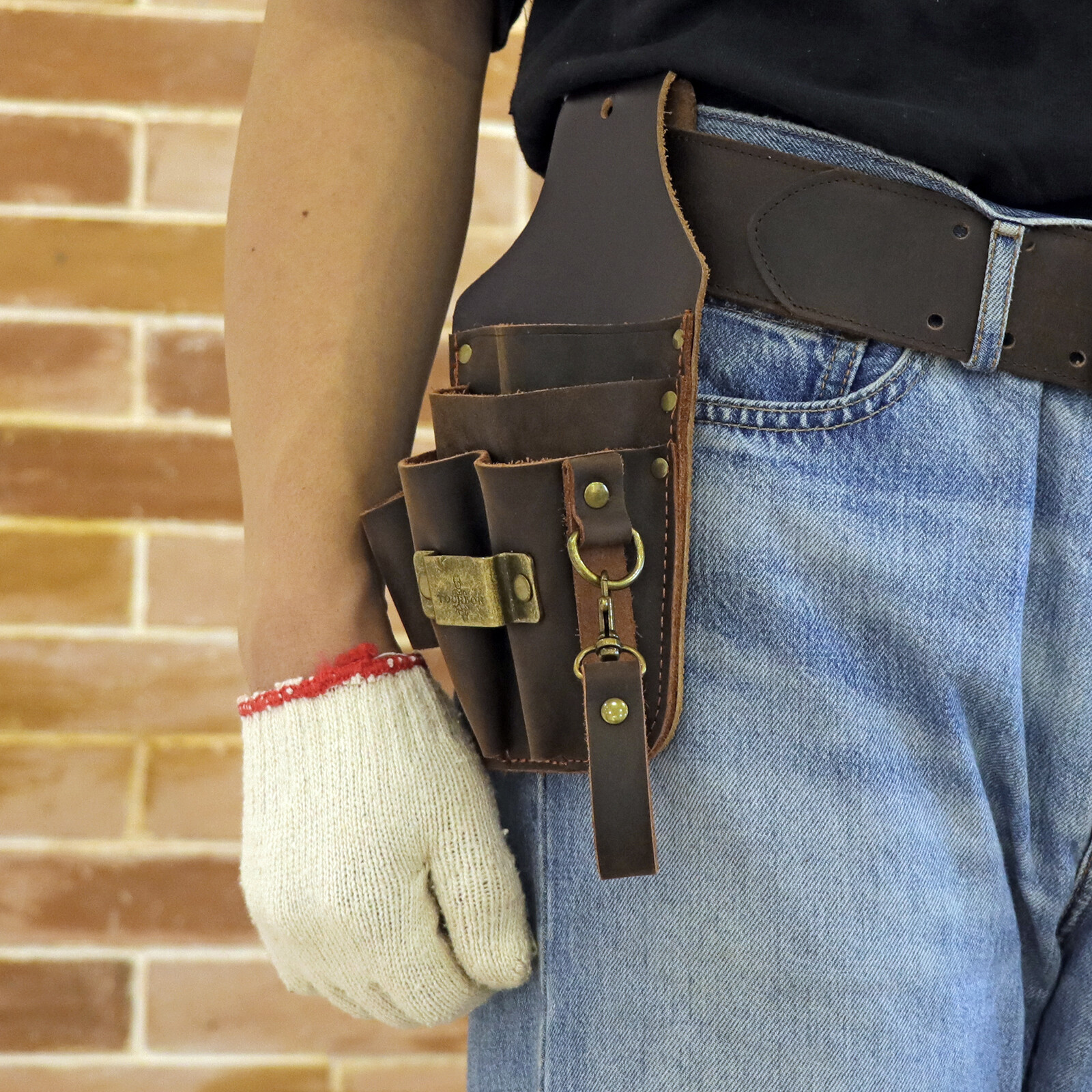 Tourbon Leather Tool Holster Electric Tape Thong Tunnel Pouch 5 in 1 Belt Holder