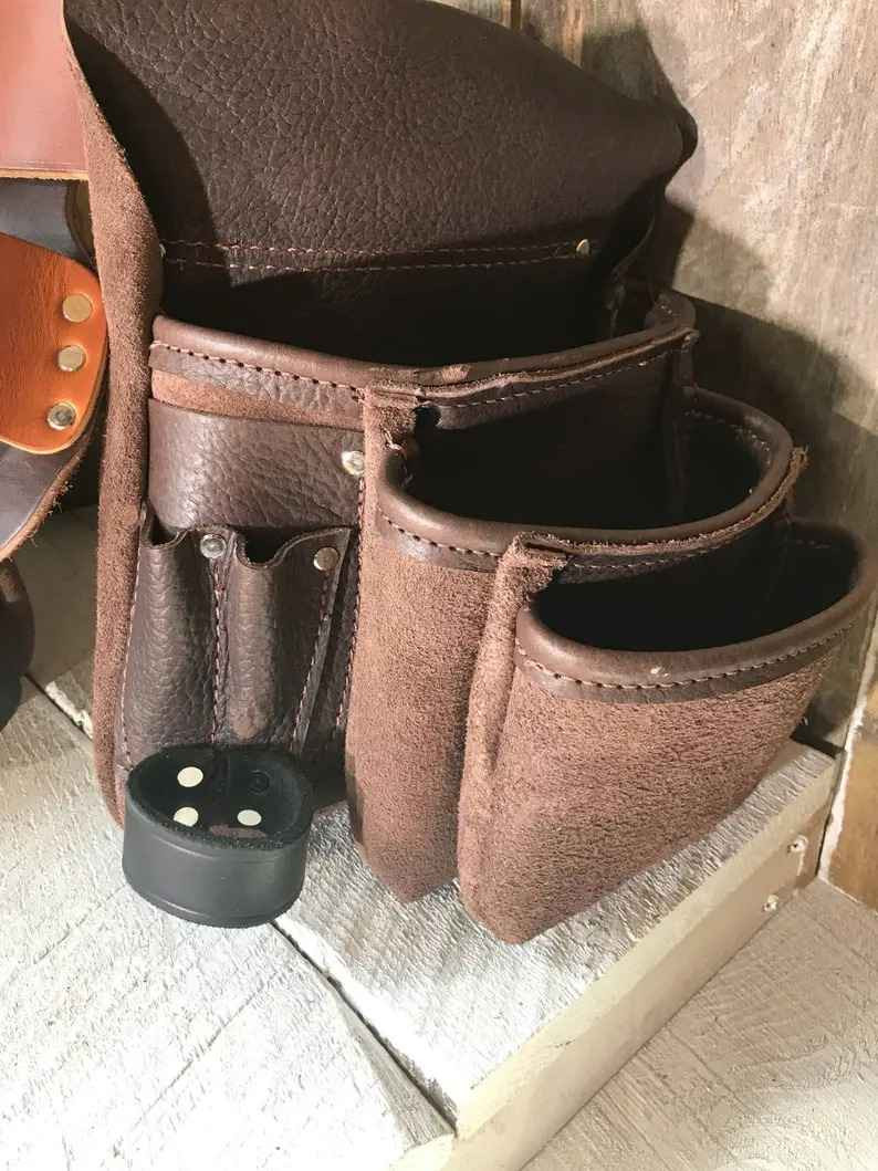 Leather Tool Pouch Belt Bag for Electricians Maintenance Tech Utility Pocket