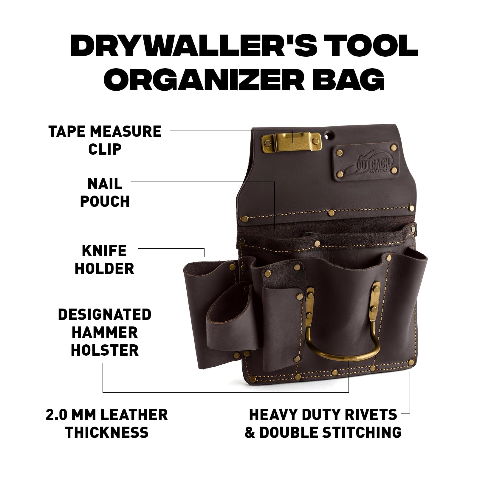 Leather Utility Holster Pouch for Drywall Tools 12 Pockets Durable Design