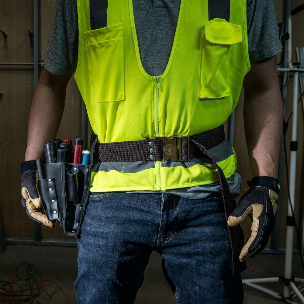 Klein Tools Adjustable Tool Belt Fits Waist Up to 48 Inches Brown Webbing