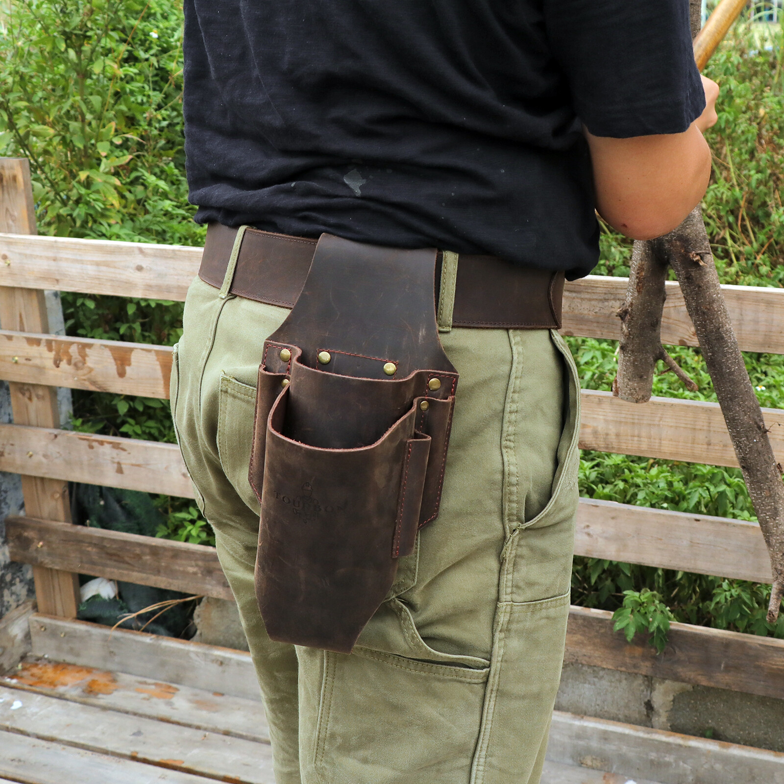 TOURBON Leather Loggers Tools Belt Pouch Tree Felling Bucking Wedge Holster Case