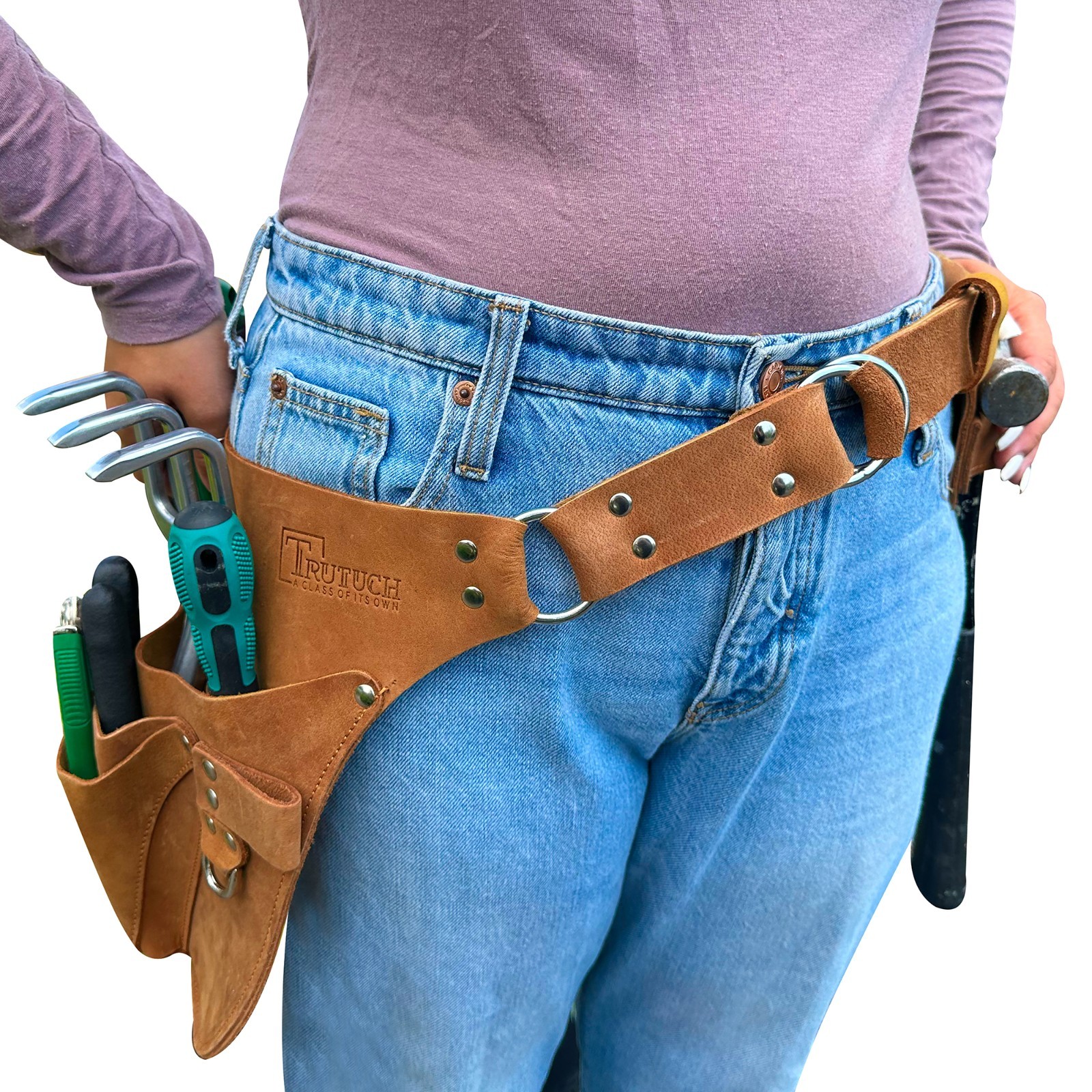 TRUTUCH Leather Garden Tool Belt for Men Women | Gardening Tool Pouch | Gardener